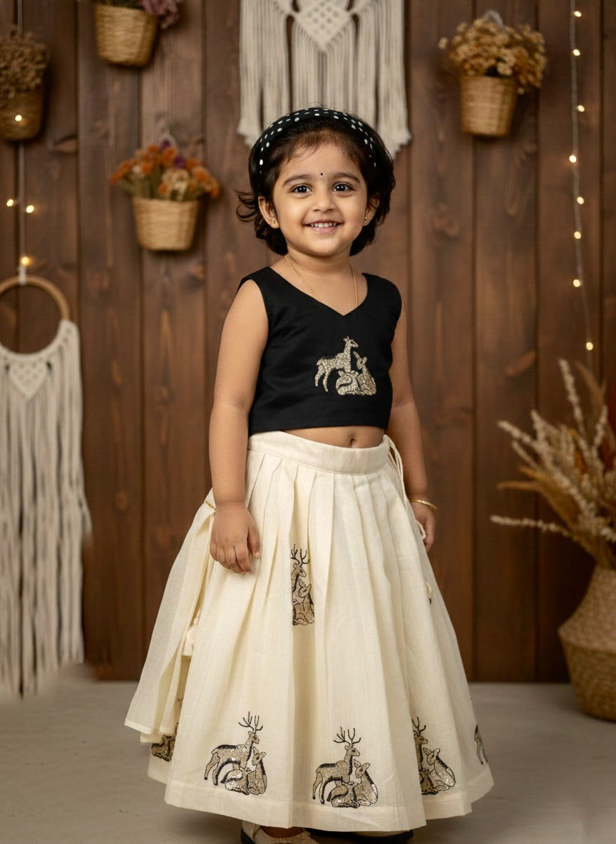 Chanderi Deer Embroidery