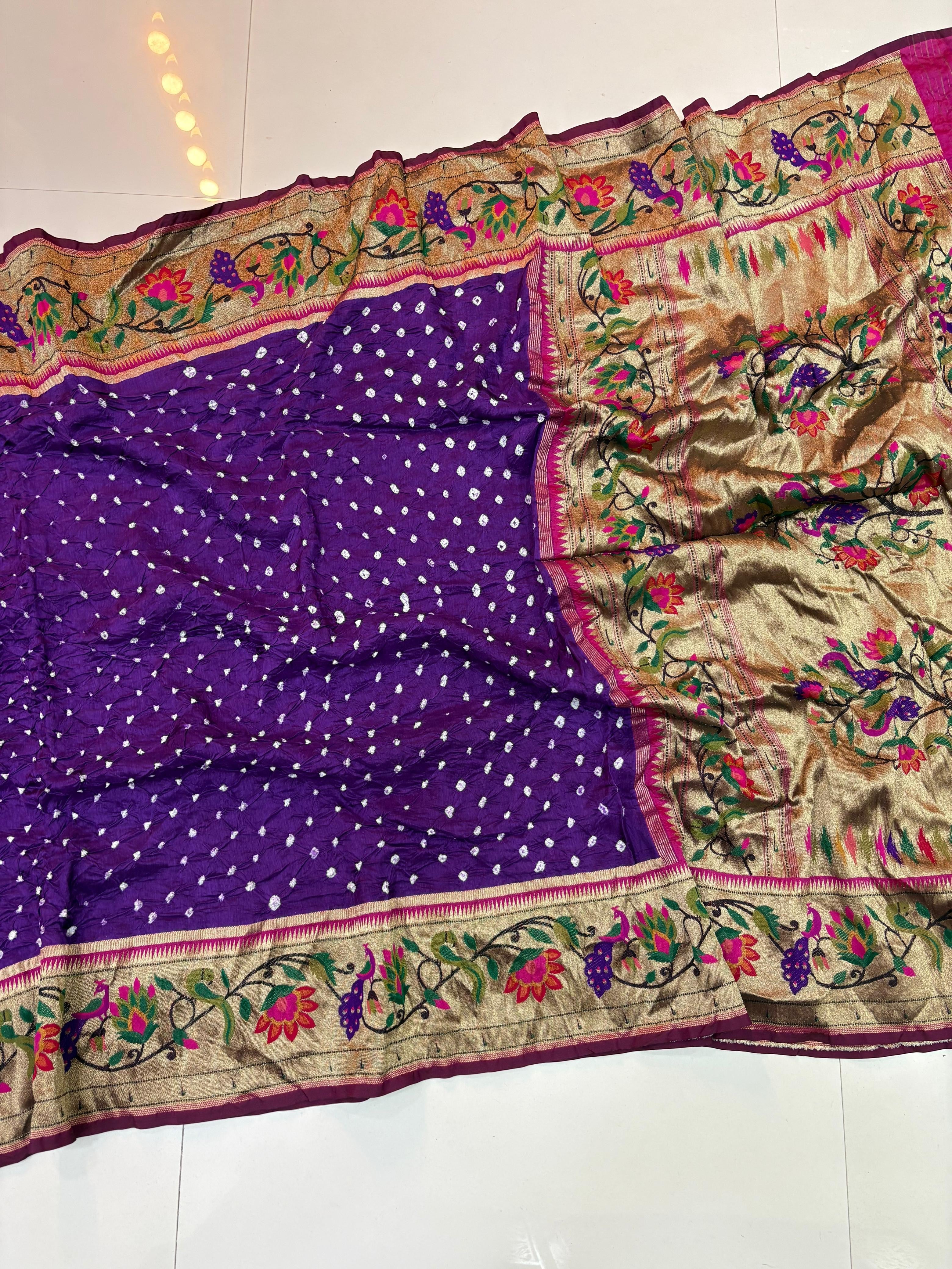 Purple Antique Bandini paithani