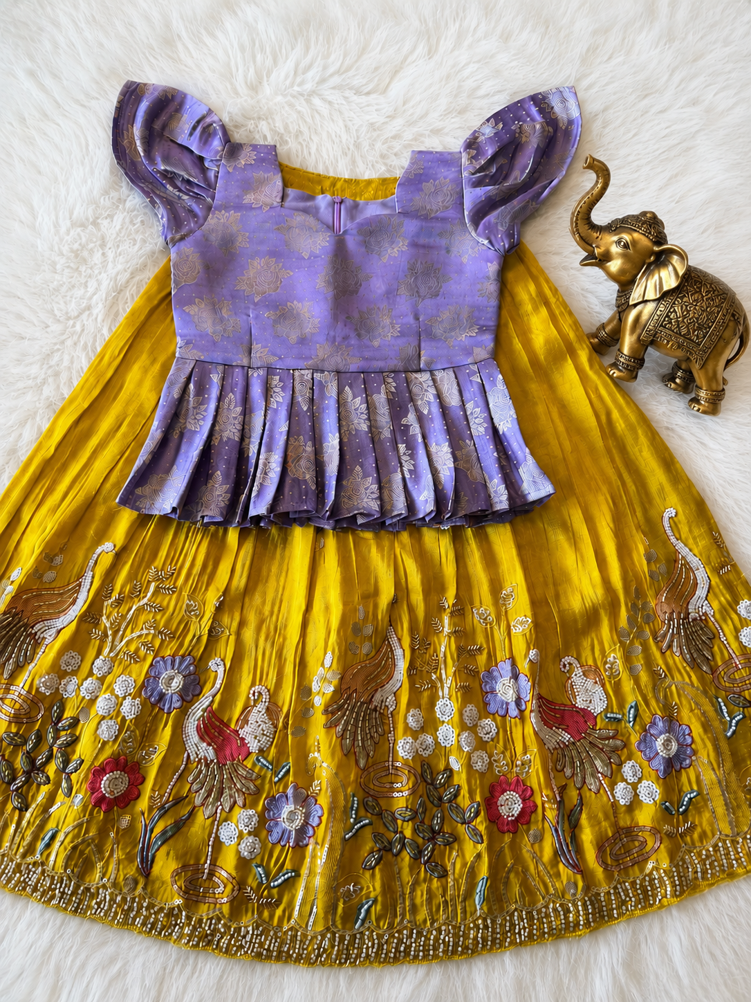 Maggam work Kids Lehenga