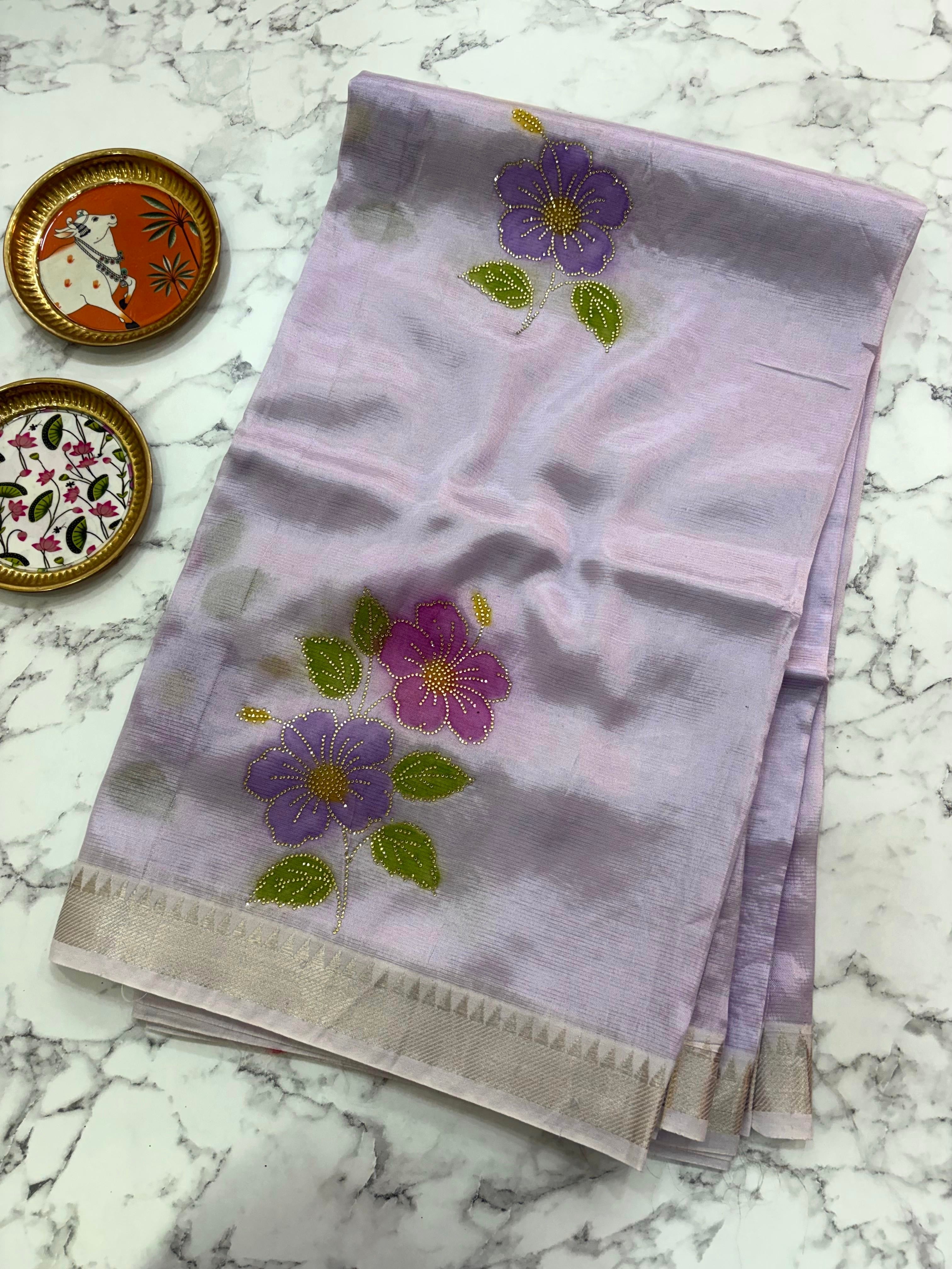 Lavendar Brush Paint Mangalagiri Pattu
