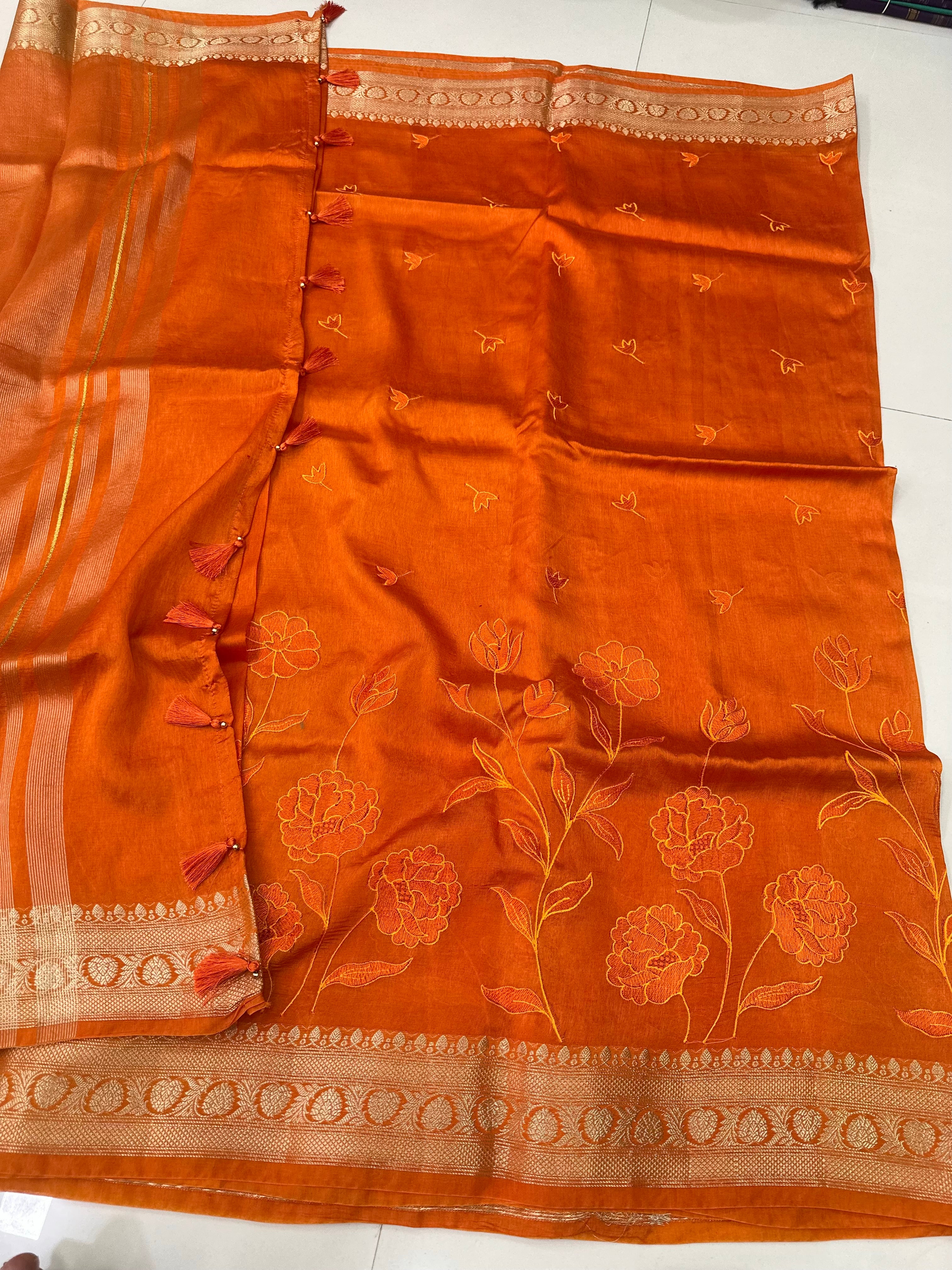 Green Mango Silk  Embroidery