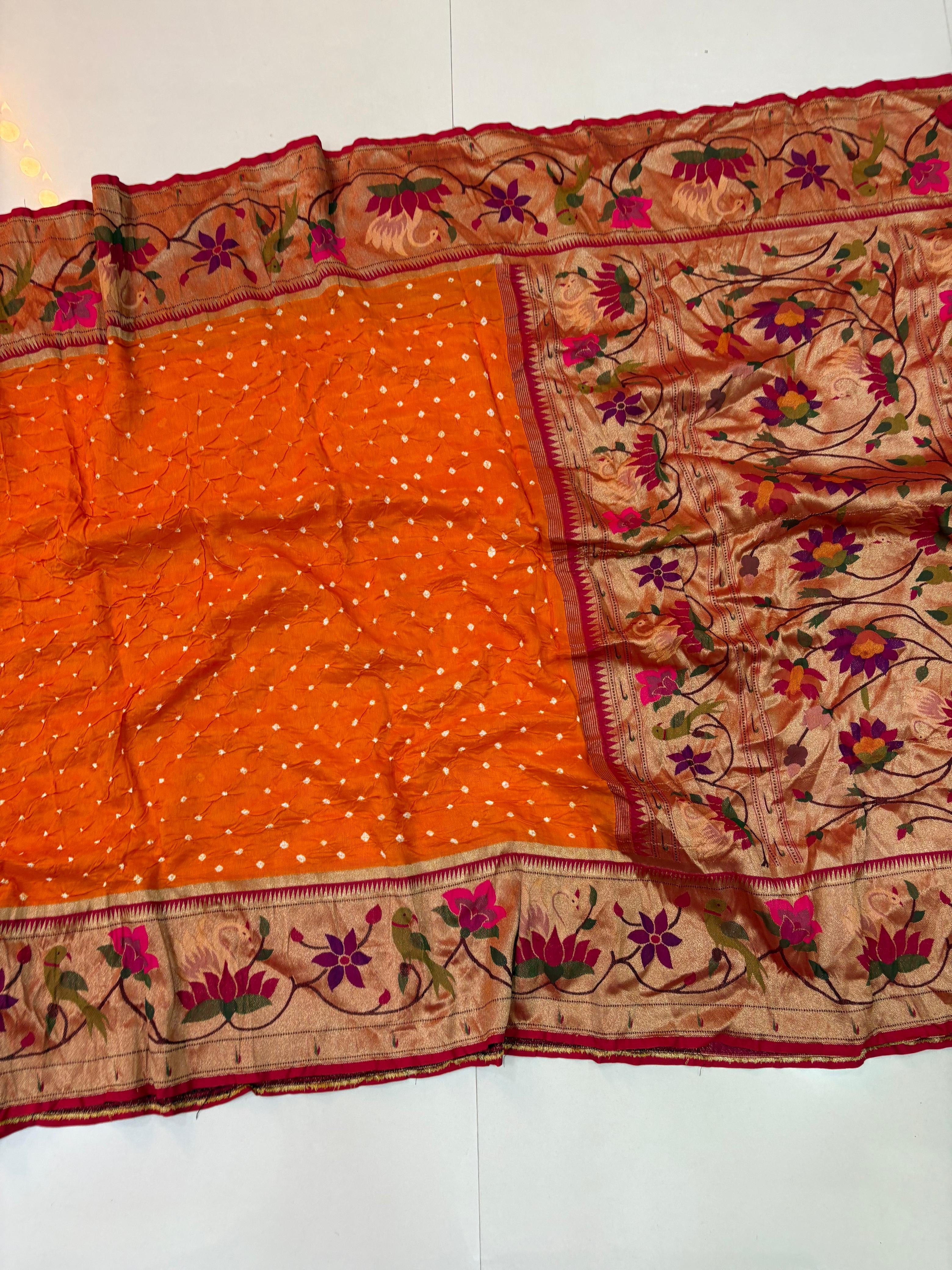 Orange Bandini Paithani