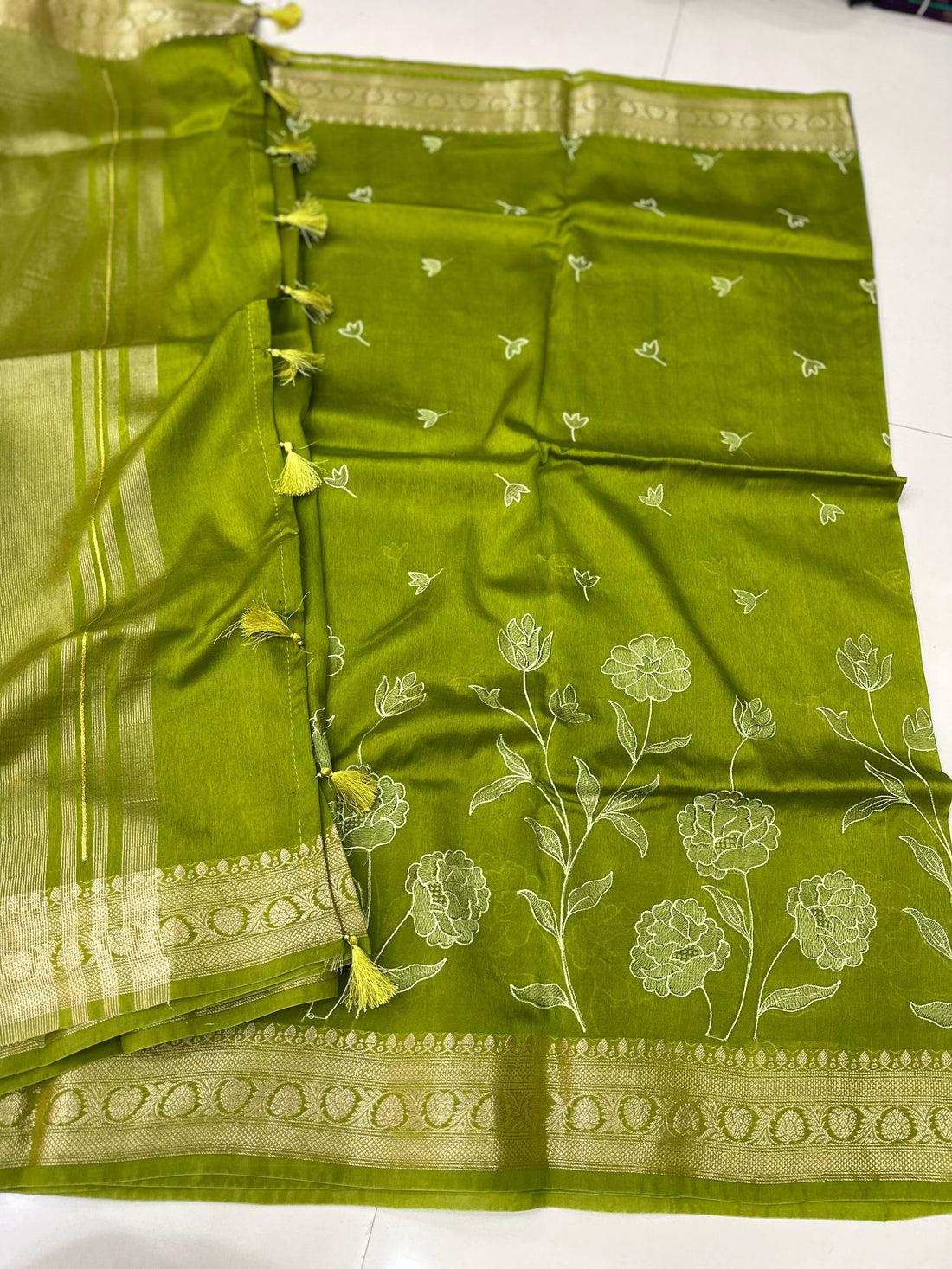 Green Mango Silk  Embroidery