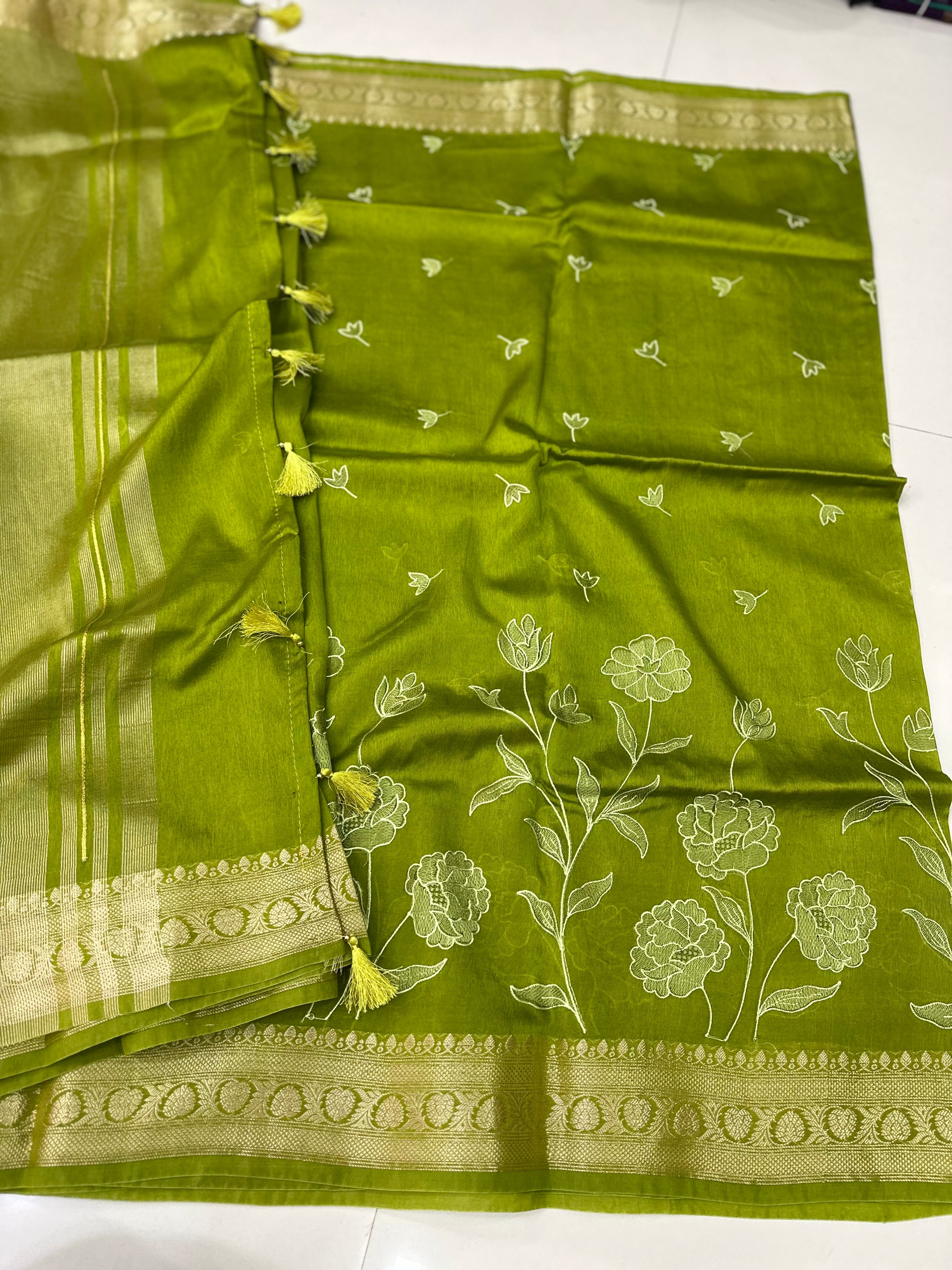 Green Mango Silk  Embroidery