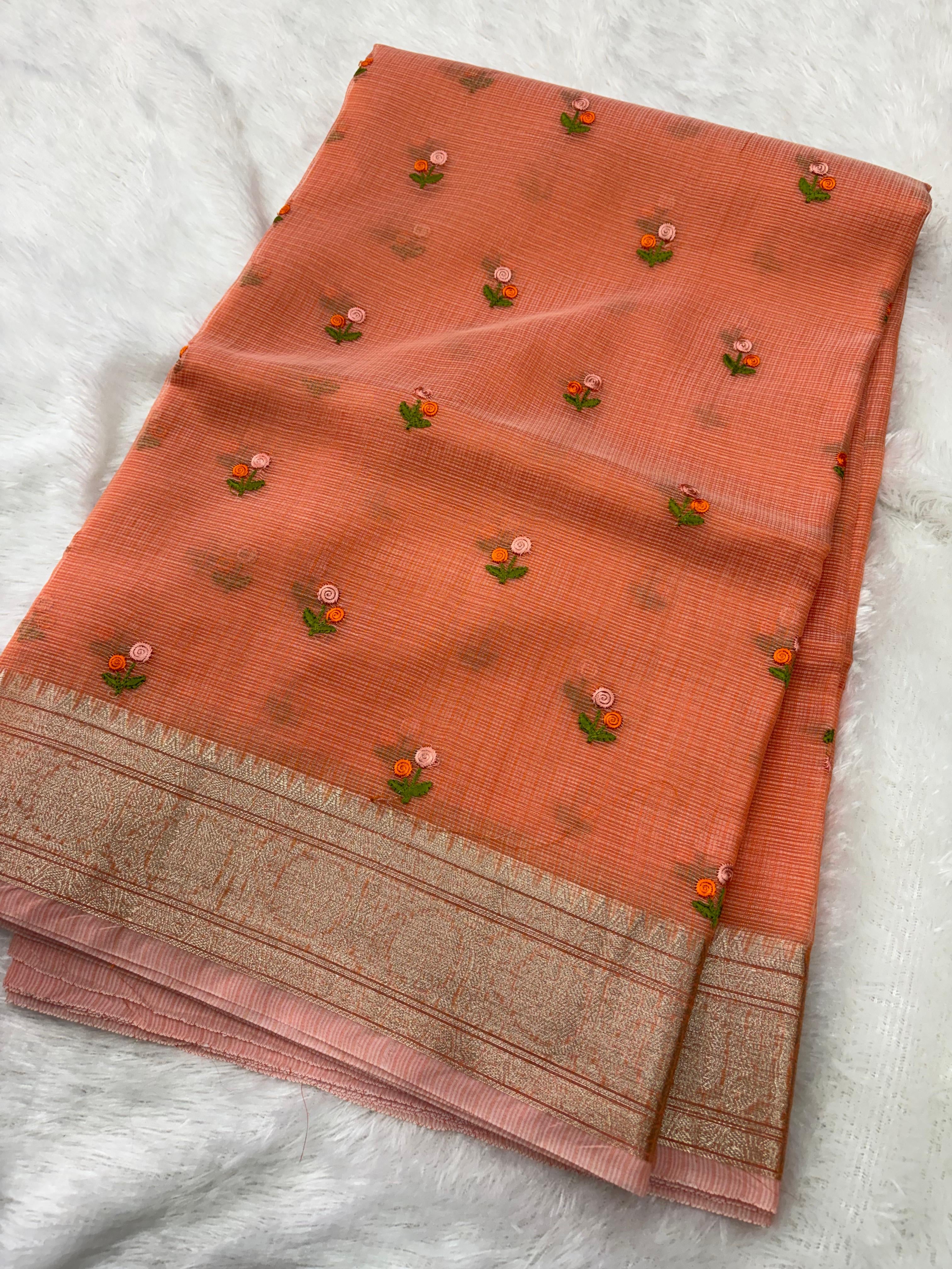 Peach Kota Embroidery