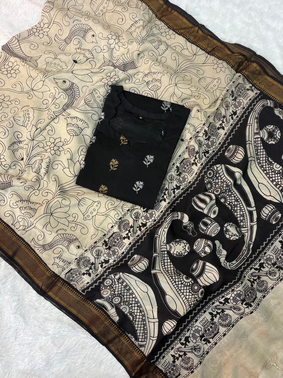 Raw Silk Top Kalamkari Dupatta