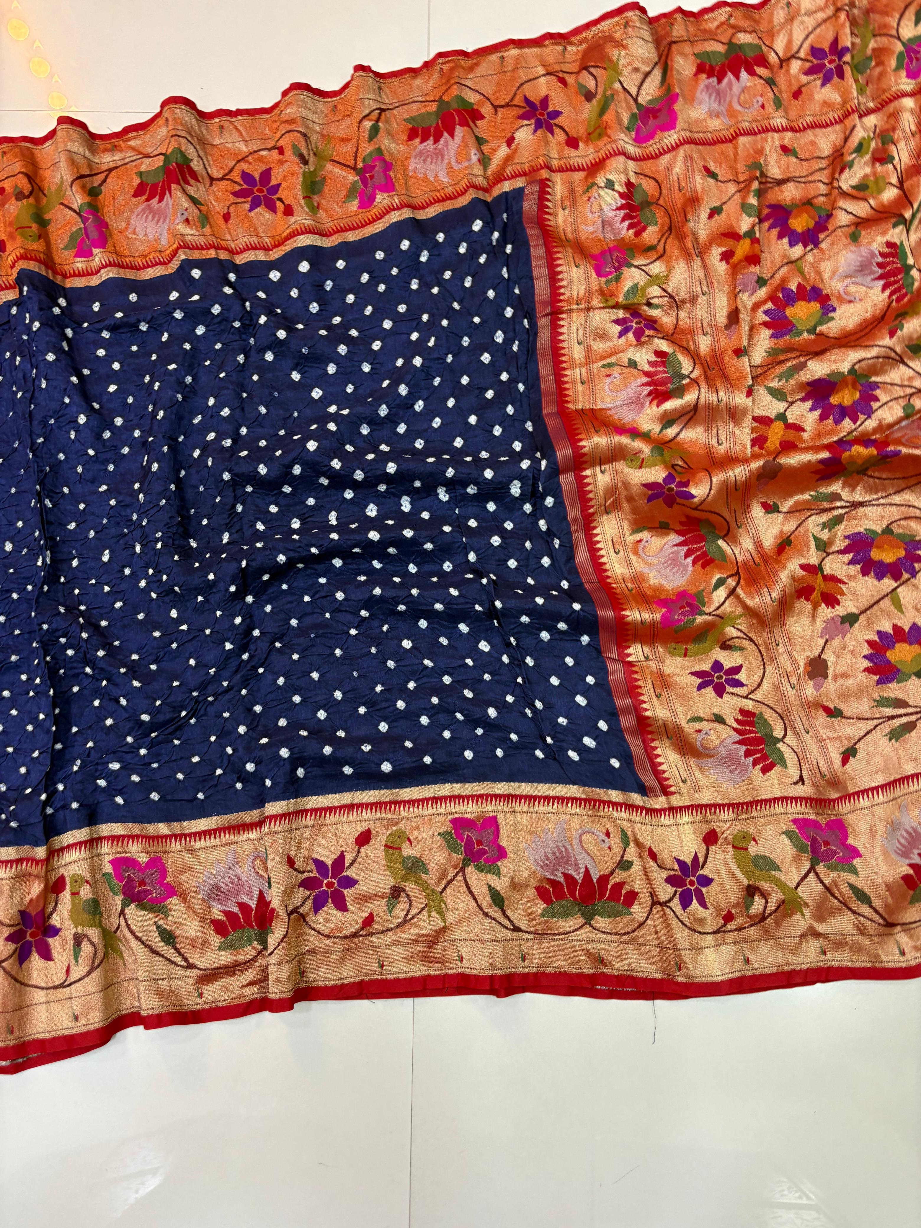 Midnight Blue Bandini Paithani
