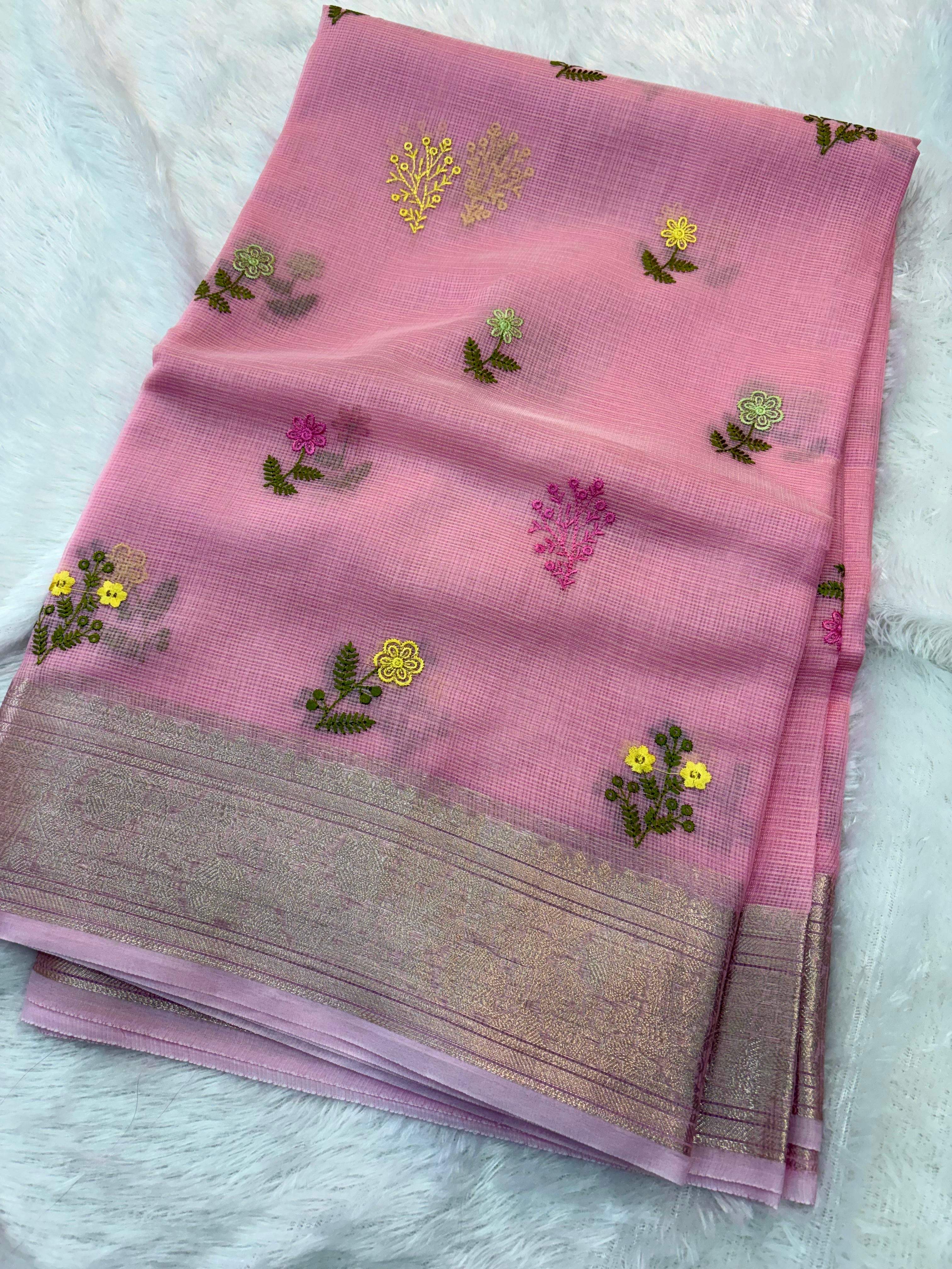 Baby Pink Kota Embroidery