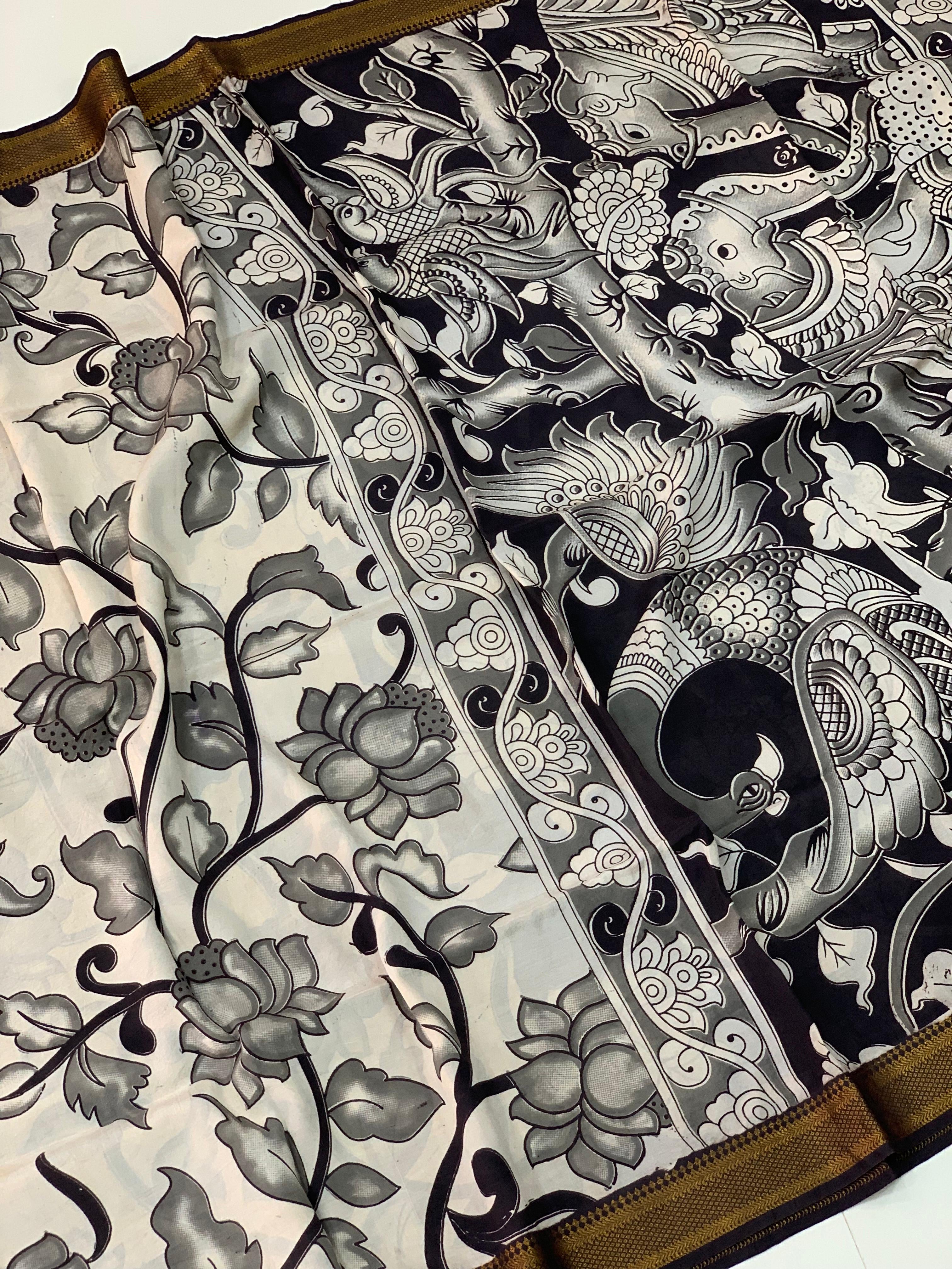 Kalamkari Silk Lotus