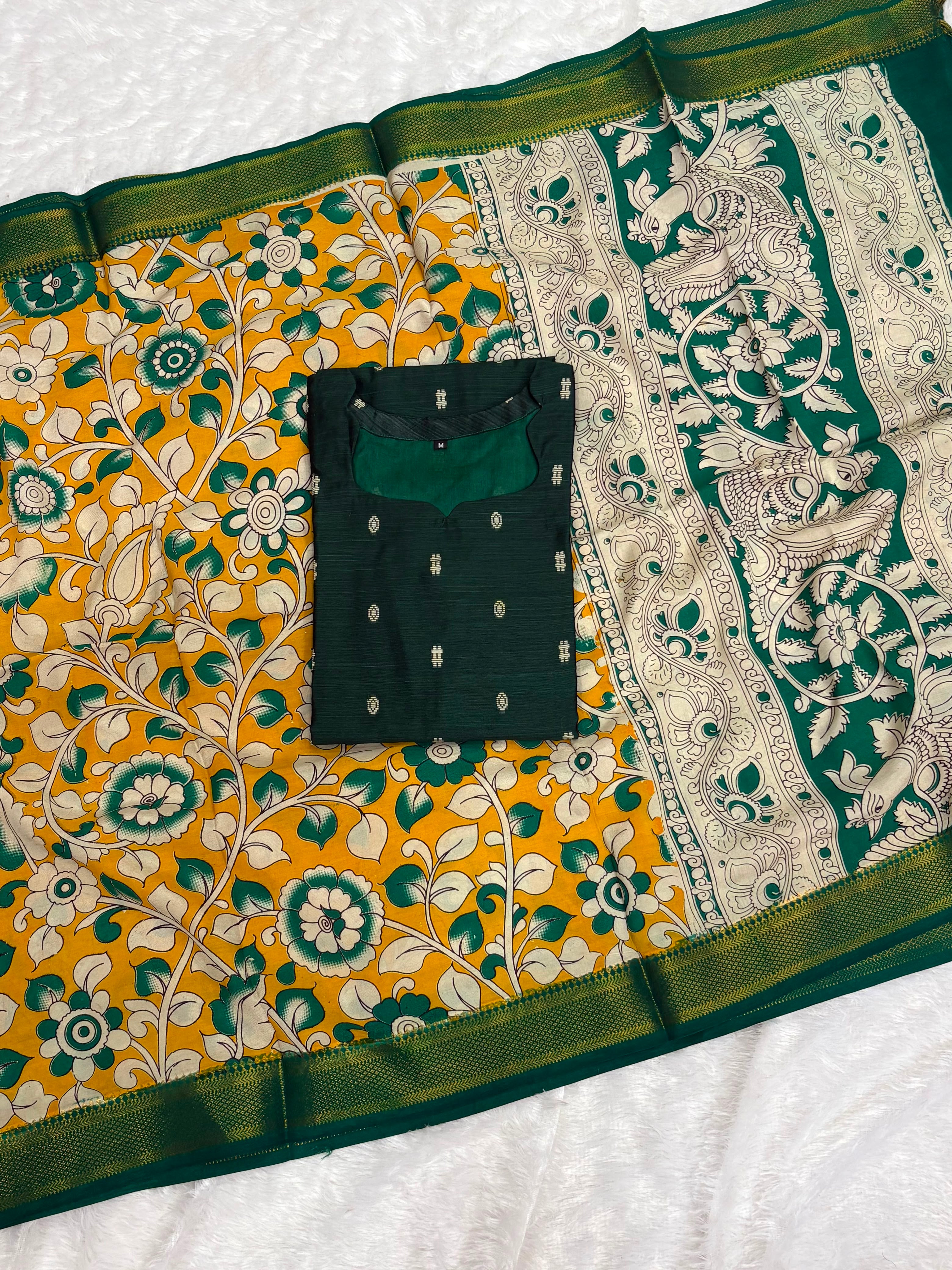 Raw Silk Top Kalamkari Dupatta