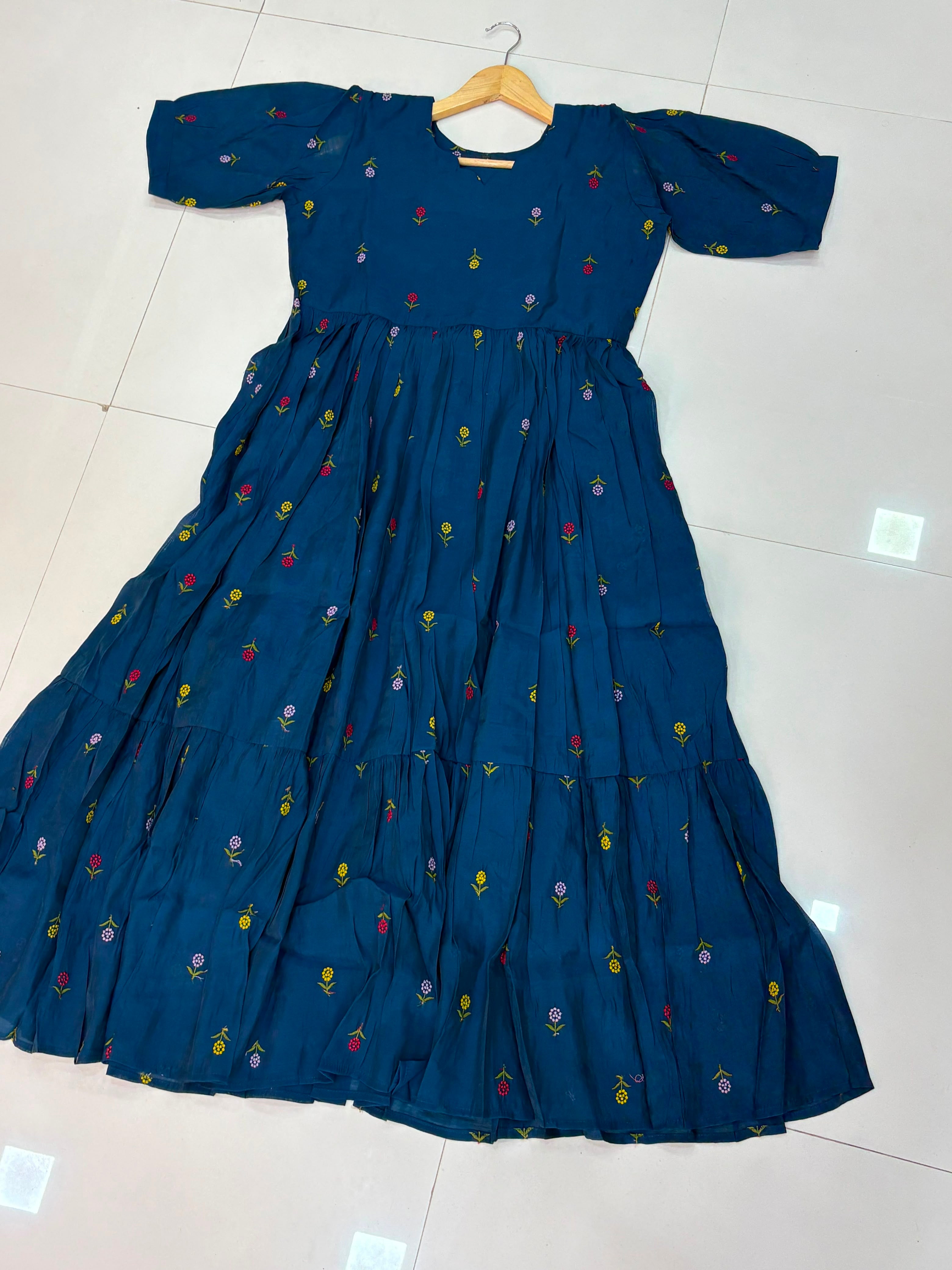 Fancy Mul Chanderi Embroidery Frocks