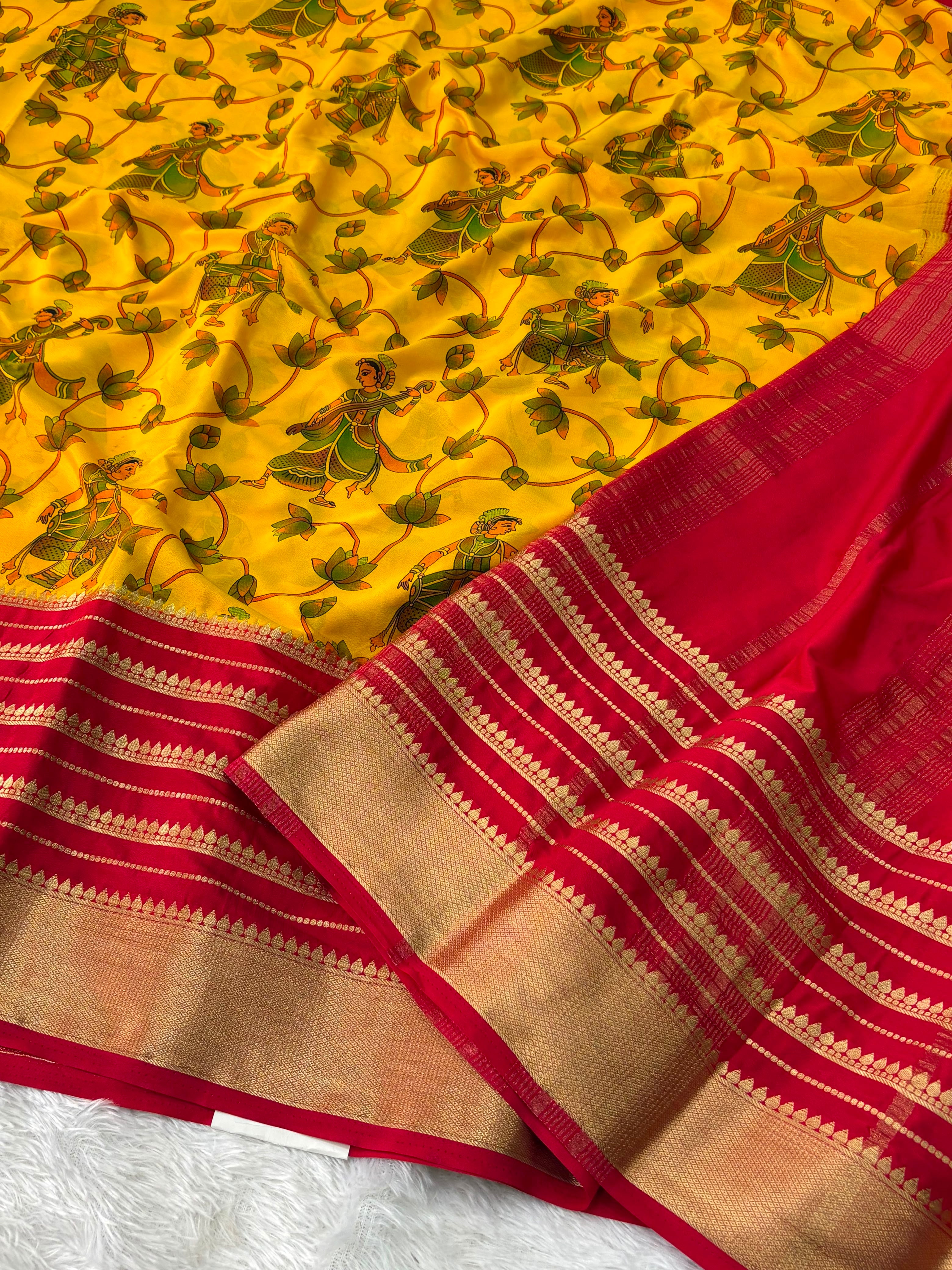Fancy Mysore Crepe Gadwal Borders