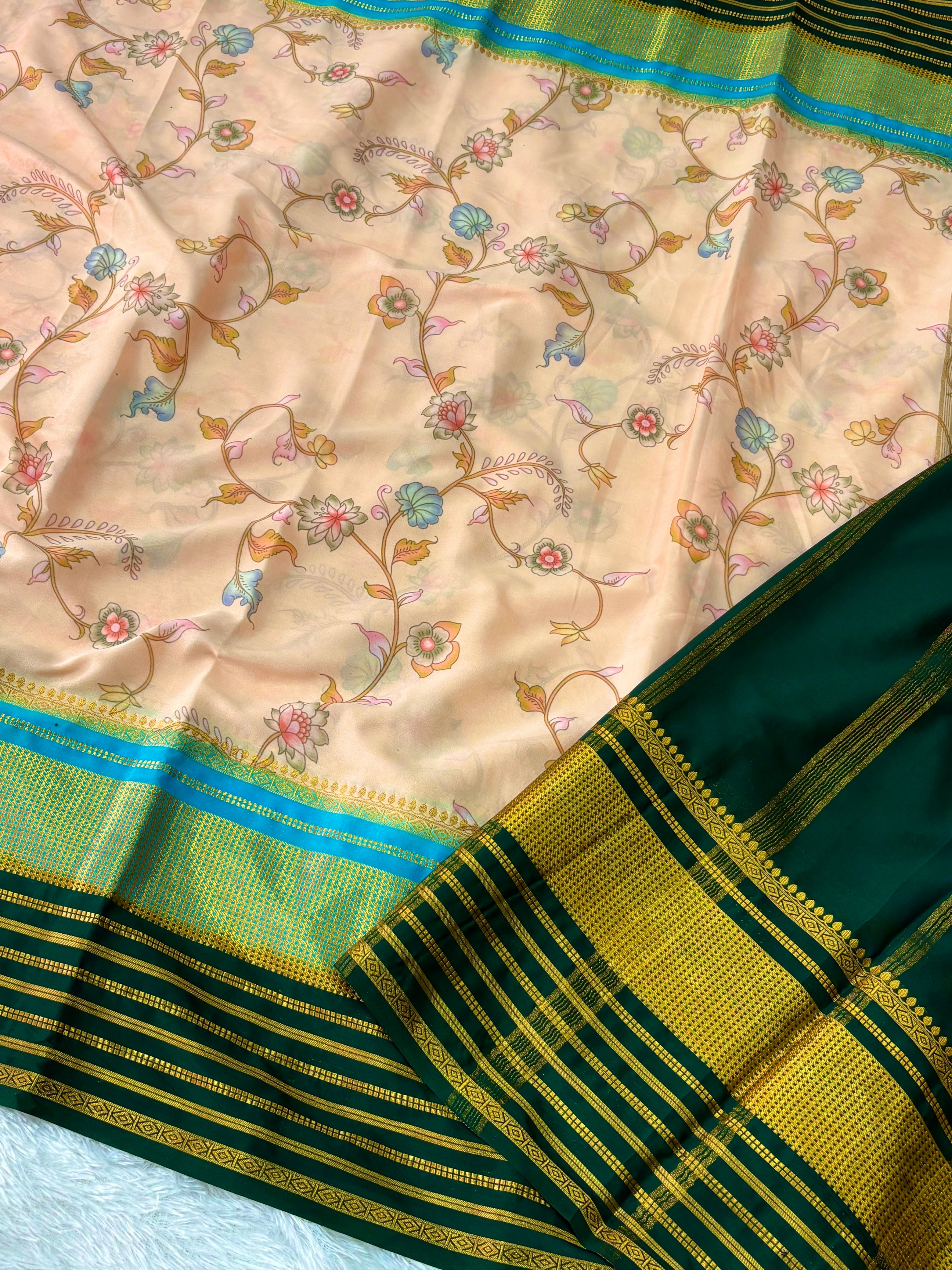 Fancy Mysore Crepe Gadwal Borders