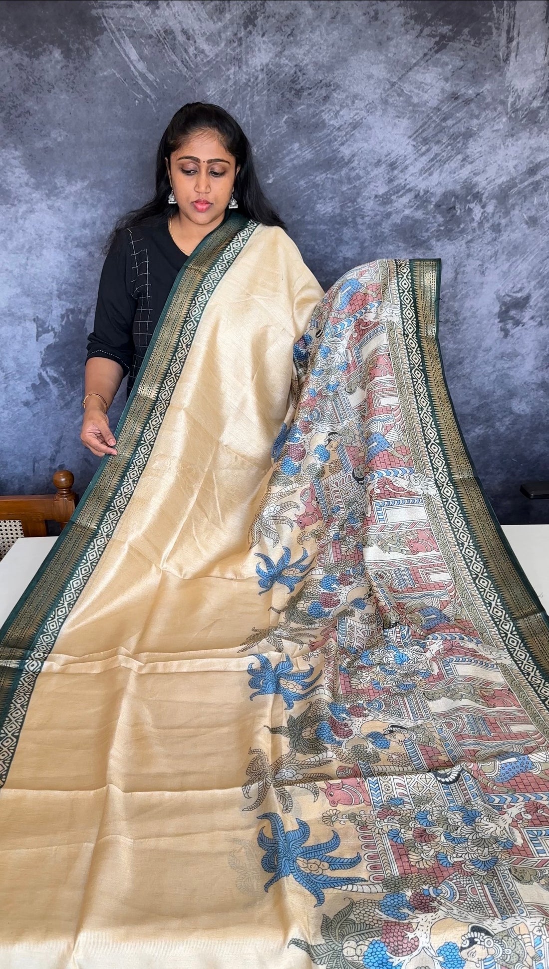 Pastel Kalamkari Printed Sarees