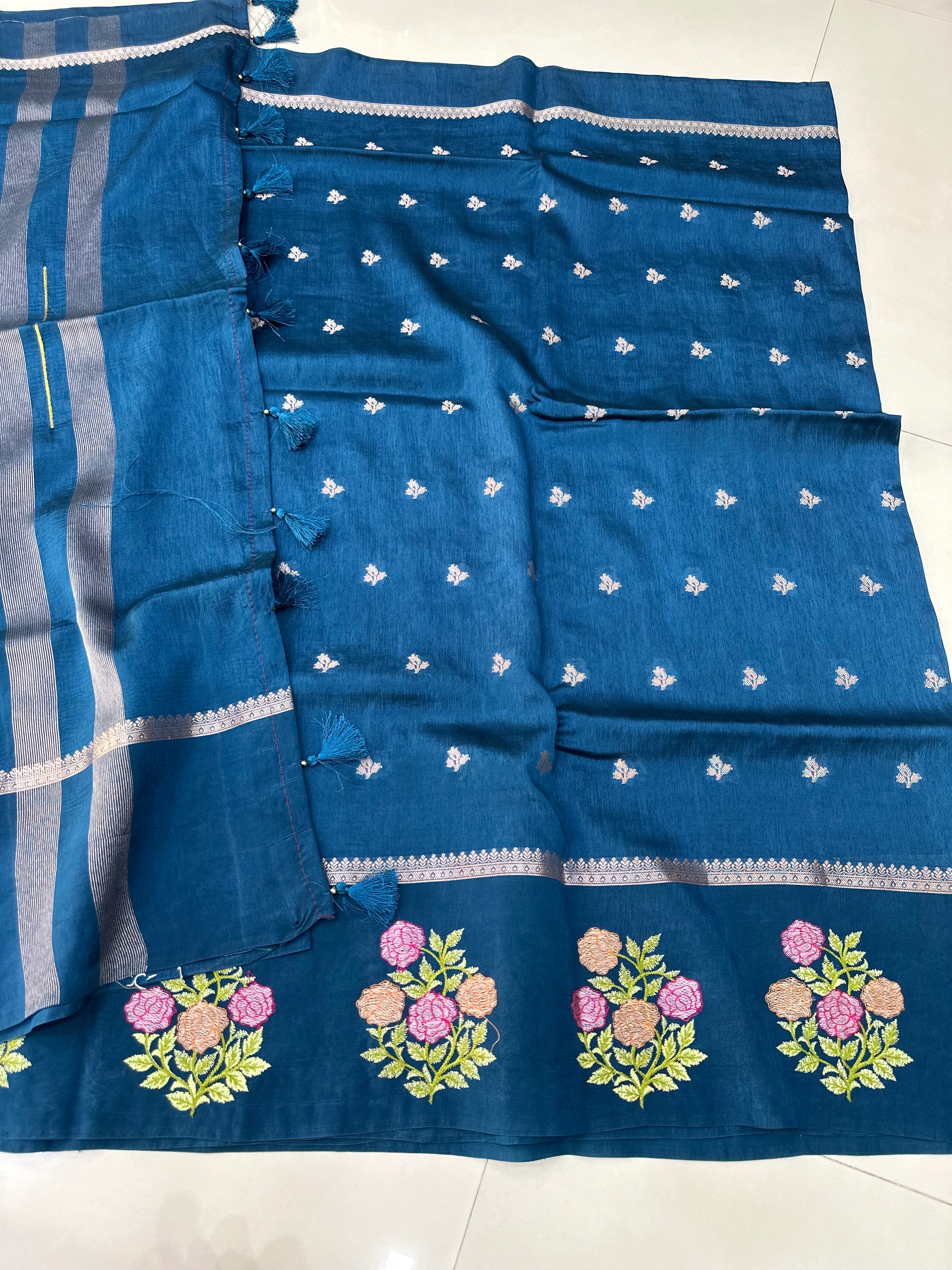 Green Mango Embriodery Sarees