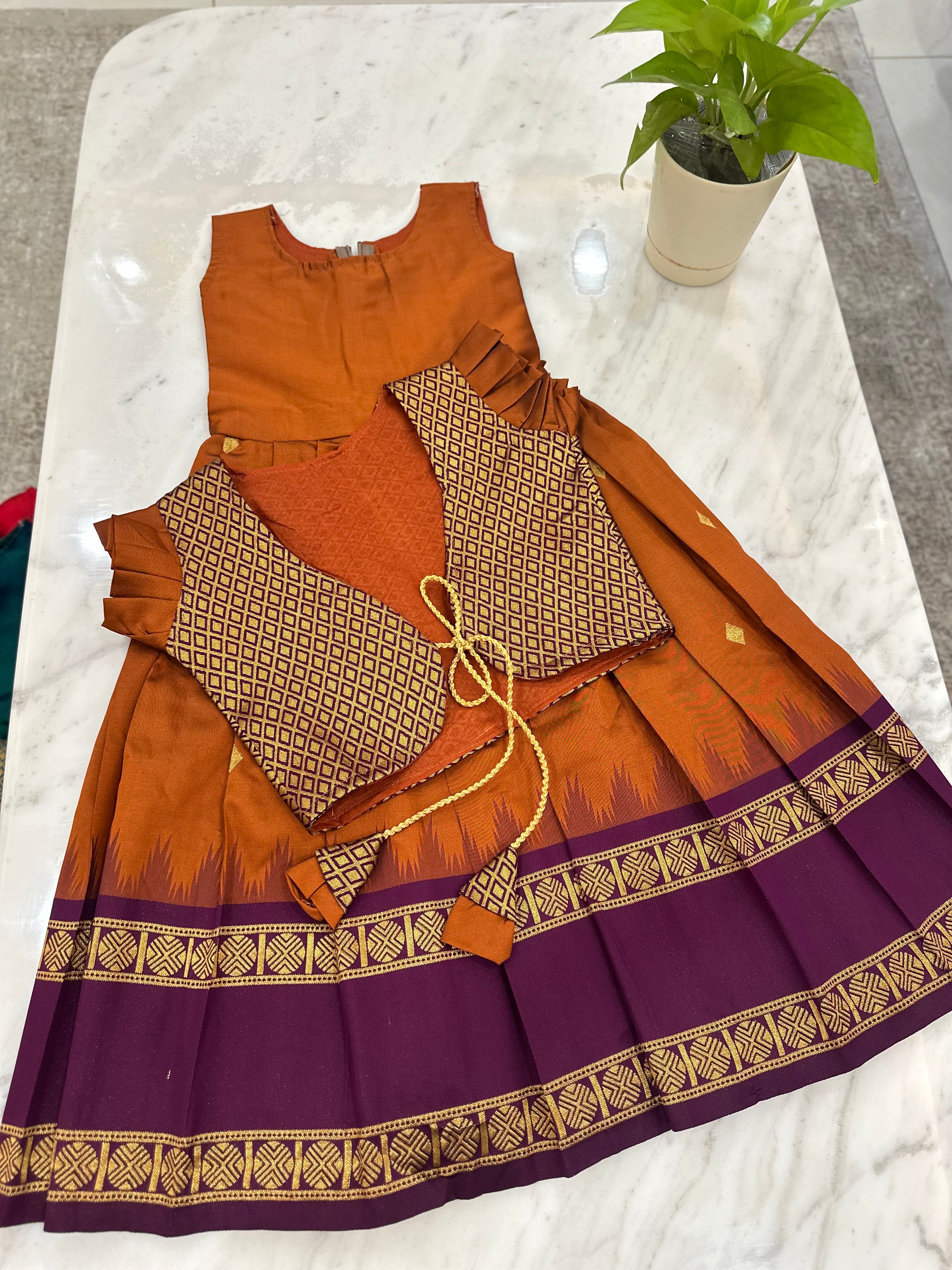 Vintage Semi Gadwal Kids Lehenga
