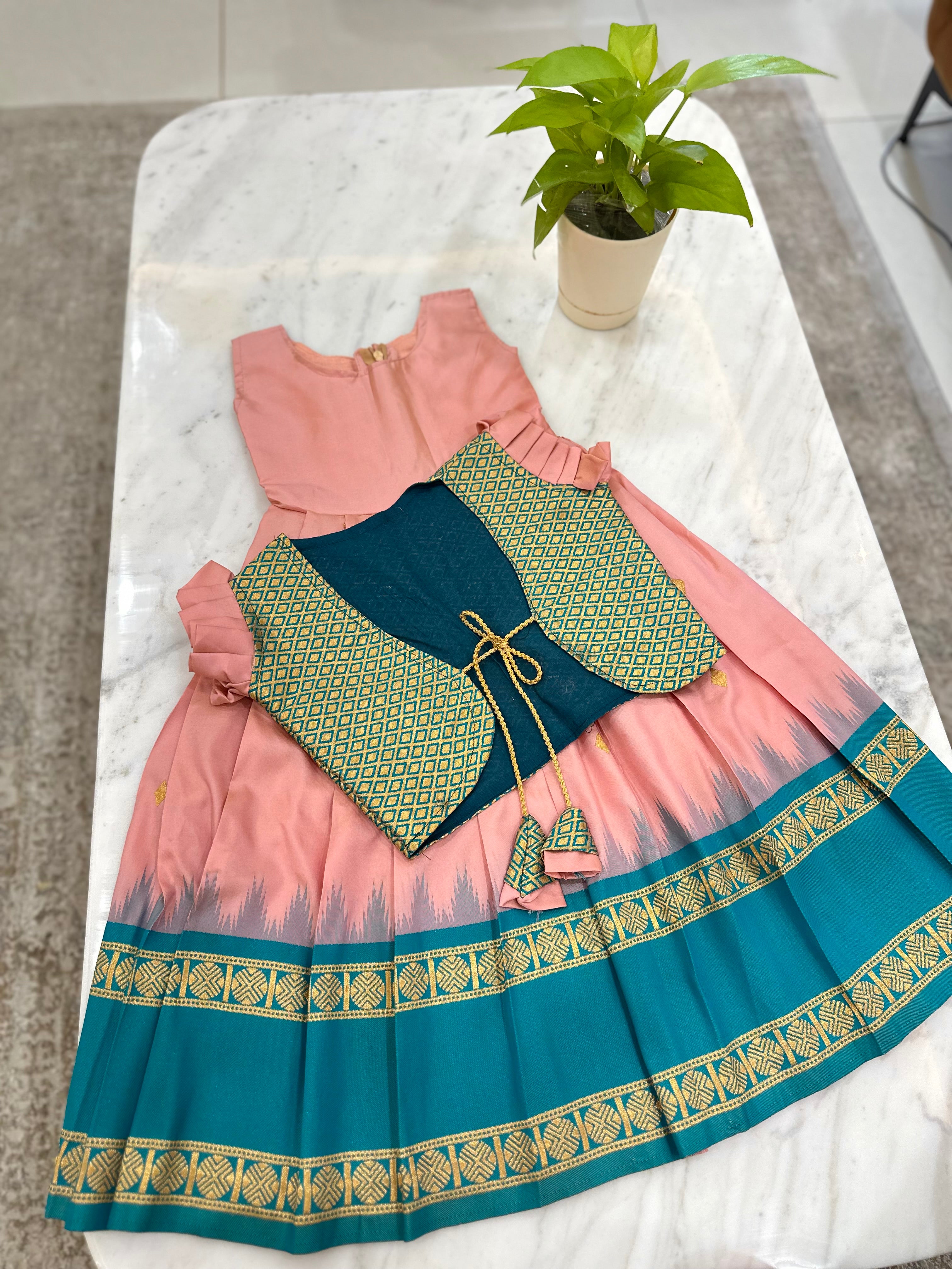 Vintage Semi Gadwal Kids Lehenga