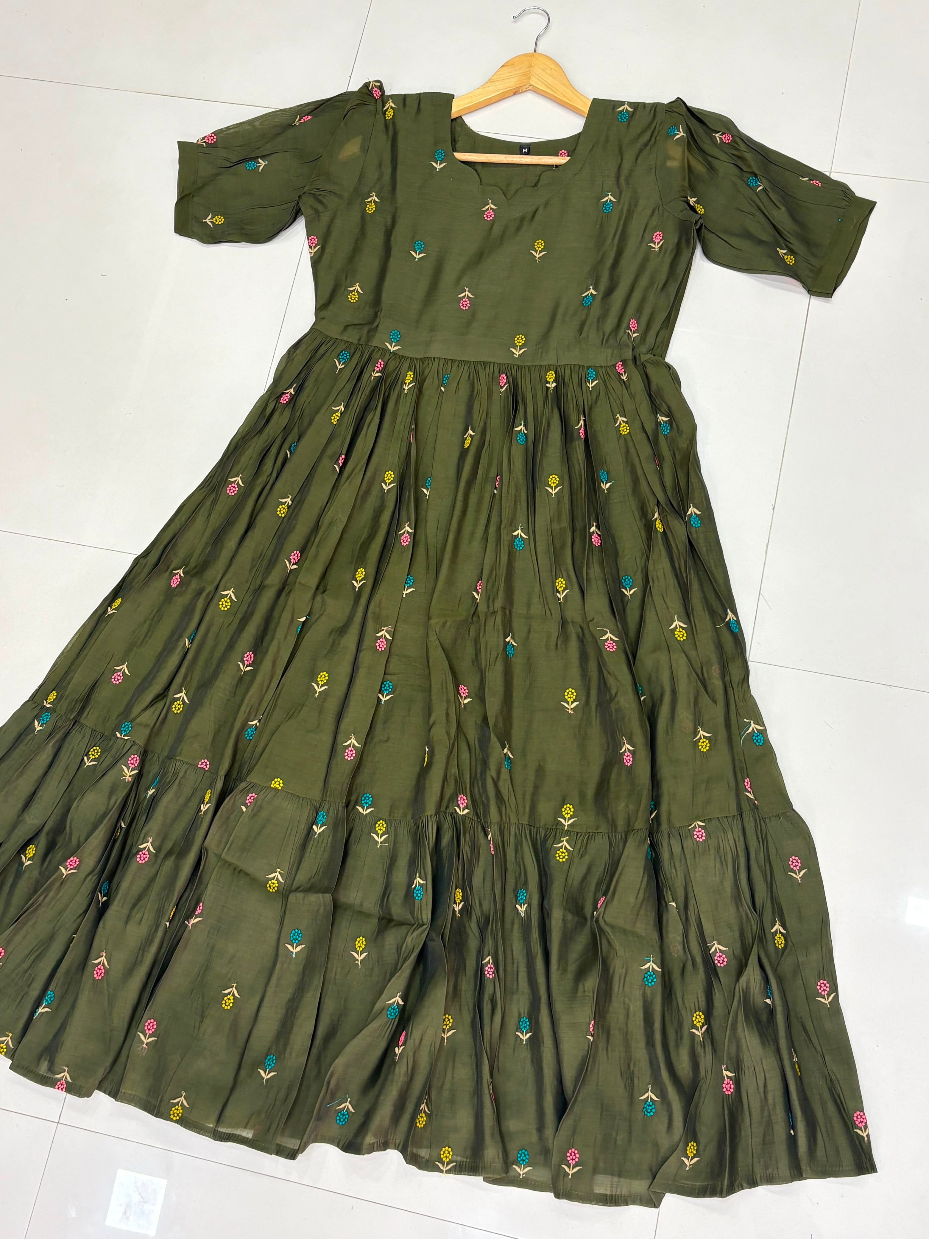 Fancy Mul Chanderi Embroidery Frocks