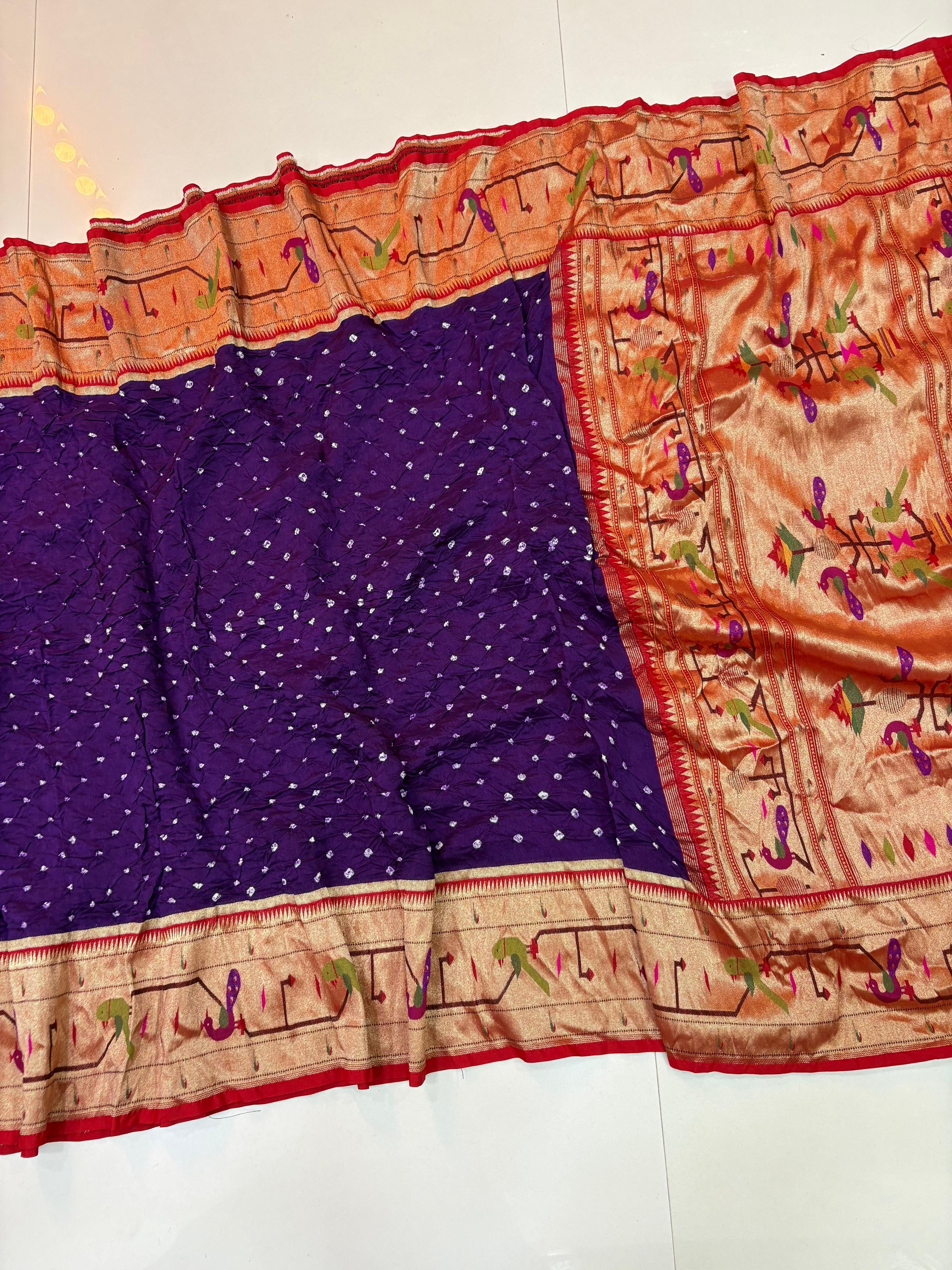 Purple violet Bandini Paithani