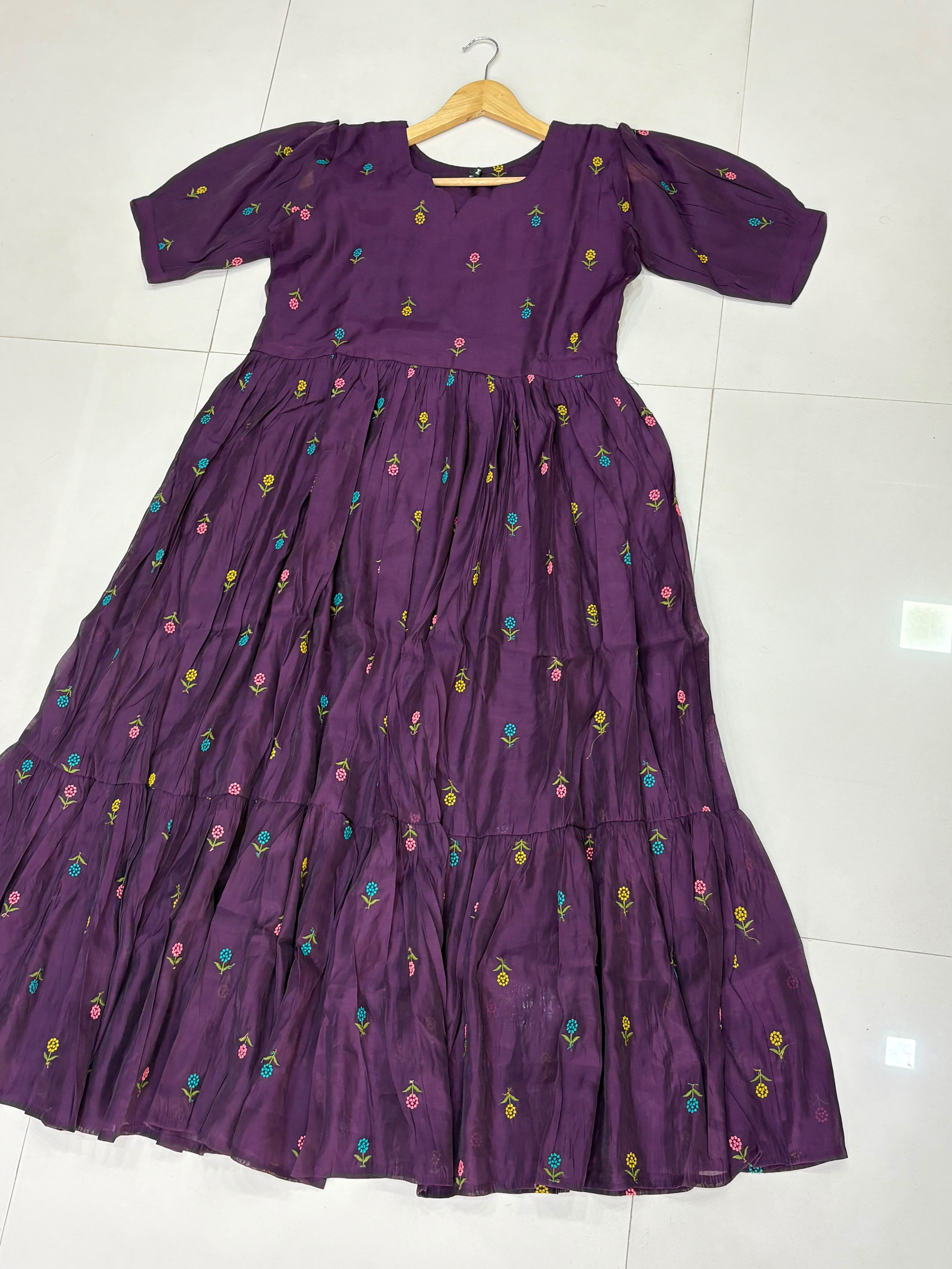Fancy Mul Chanderi Embroidery Frocks