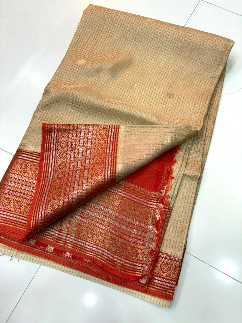 Cream Vintage Saree