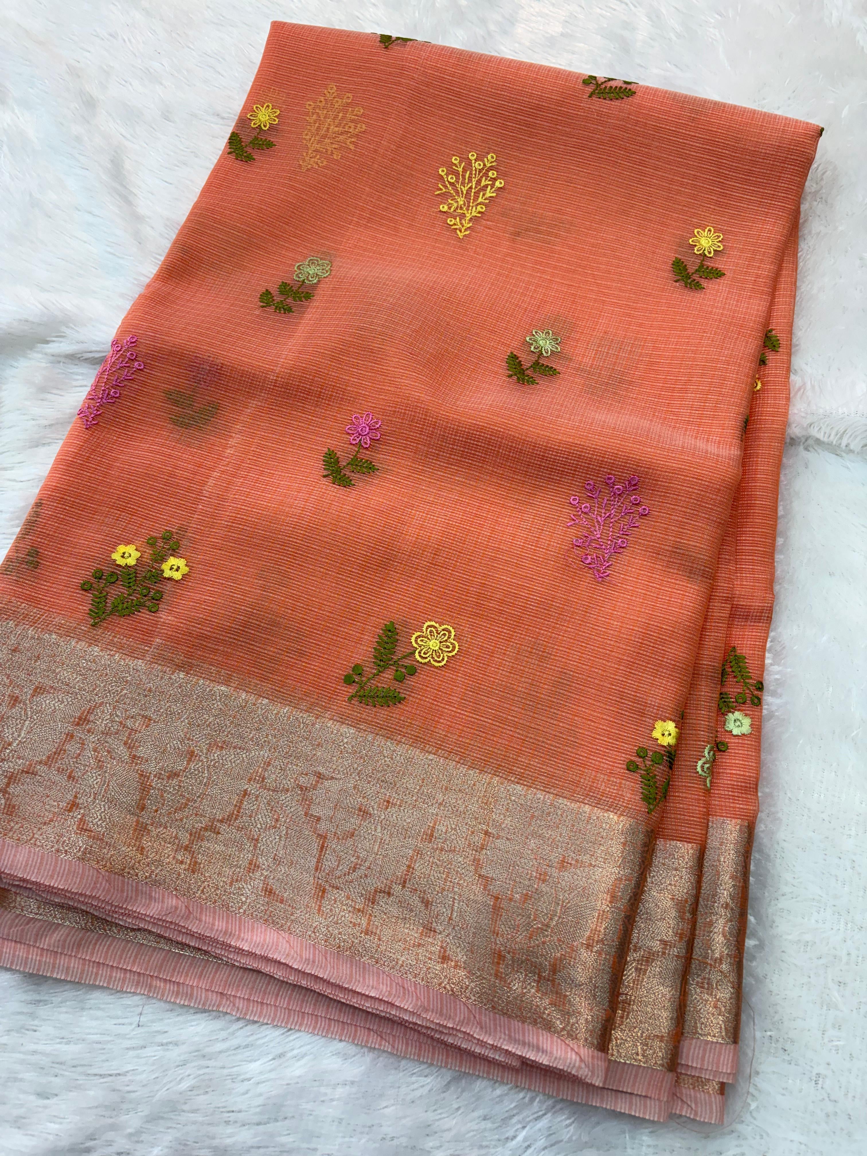 Peach Kota Embroidery