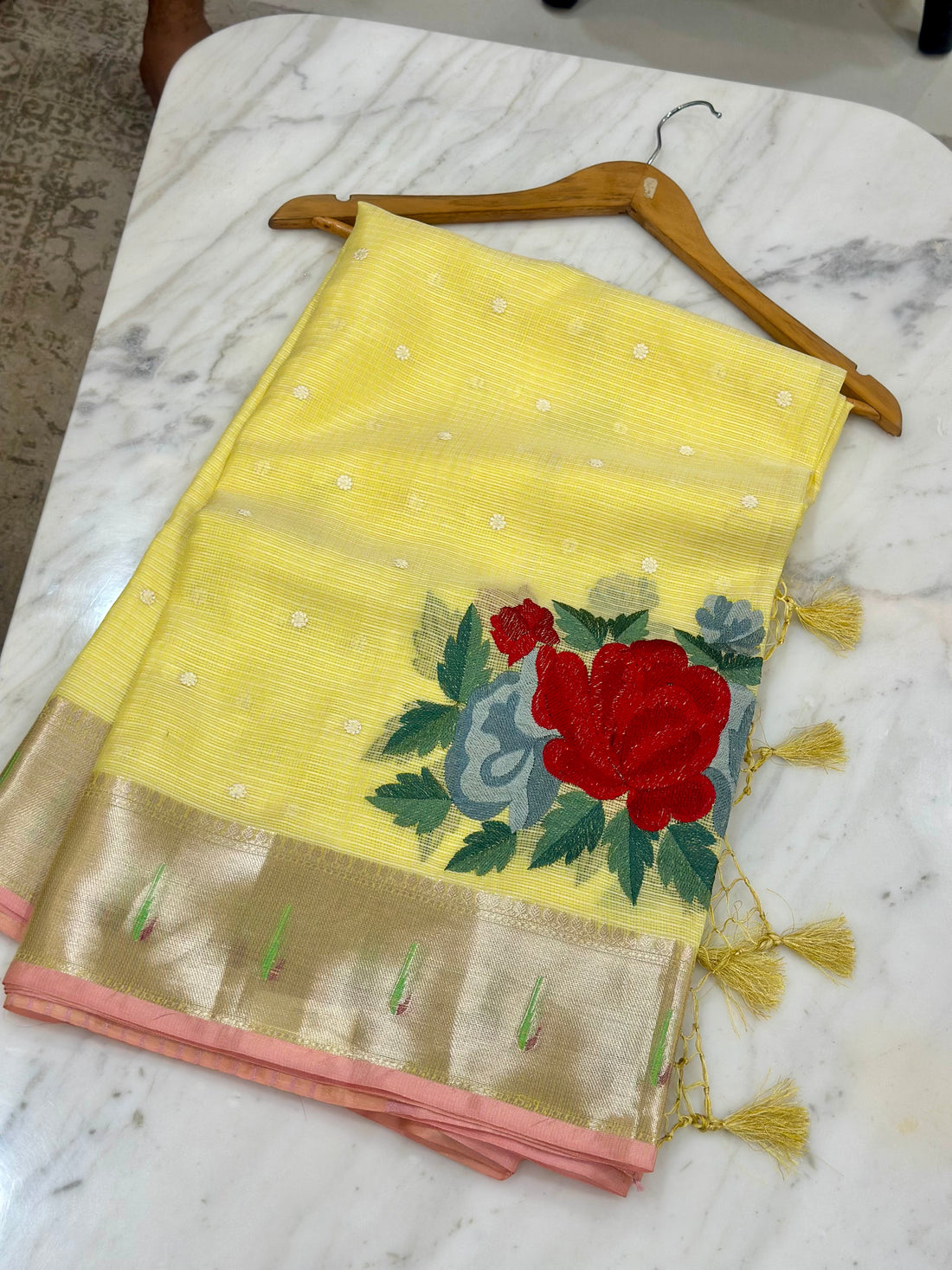 Silk Kota Rose Embroidery