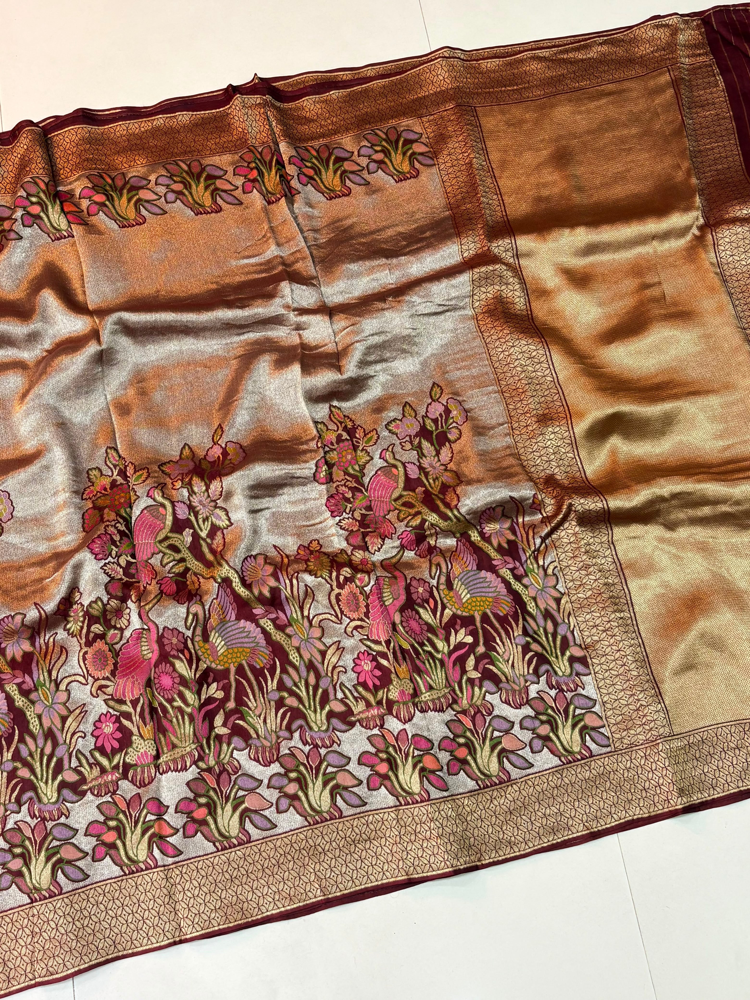 Tissue Meenakari Weaving Sarees