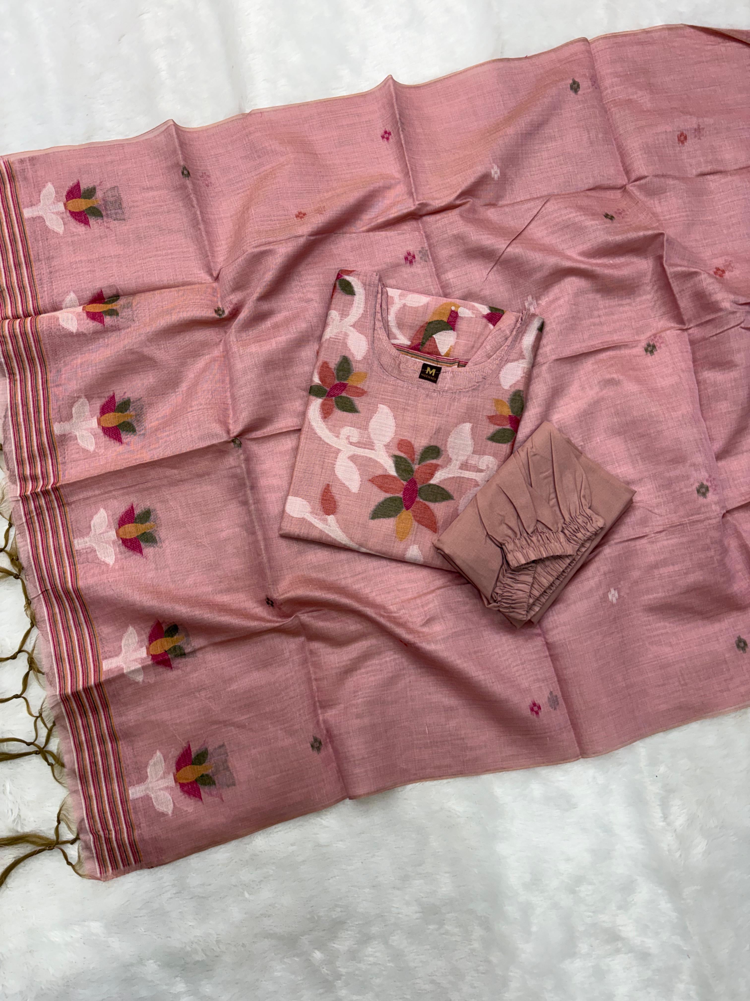 Cotton Jamdhani Kurti Sets