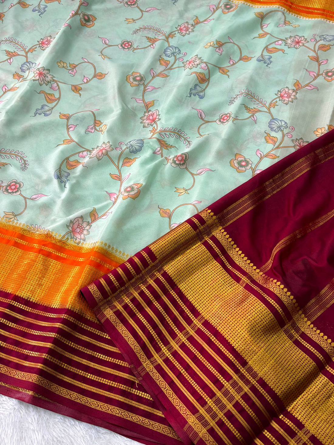 Fancy Mysore Crepe Gadwal Borders
