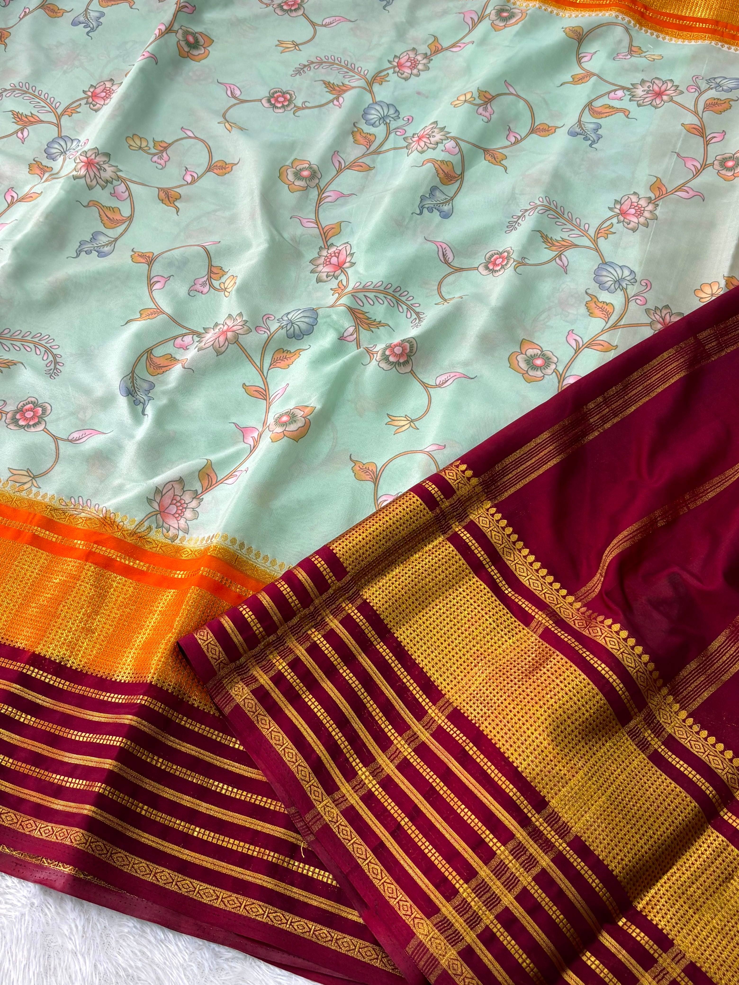 Fancy Mysore Crepe Gadwal Borders
