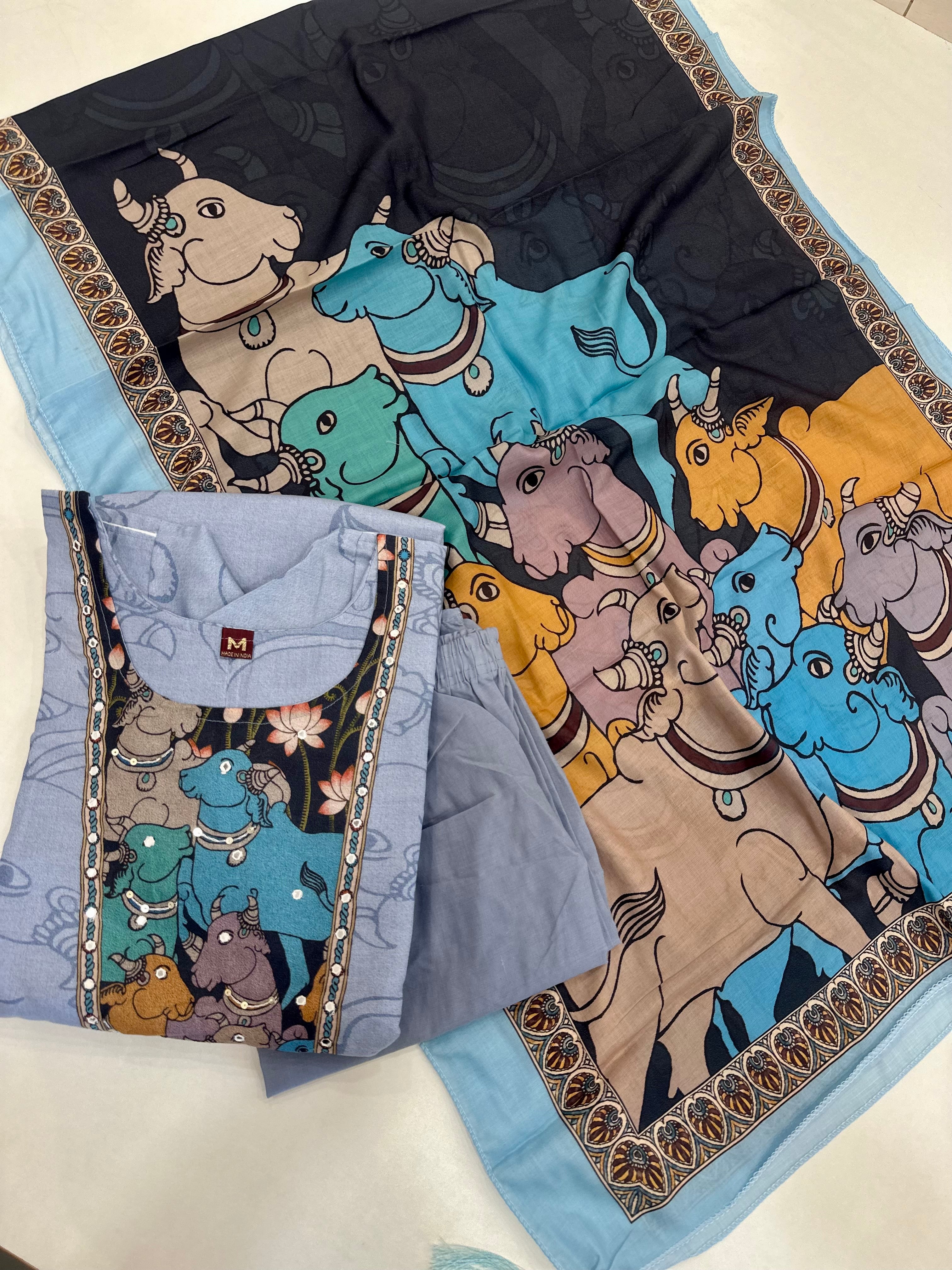 Kalamkari Pichwai Kurti sets