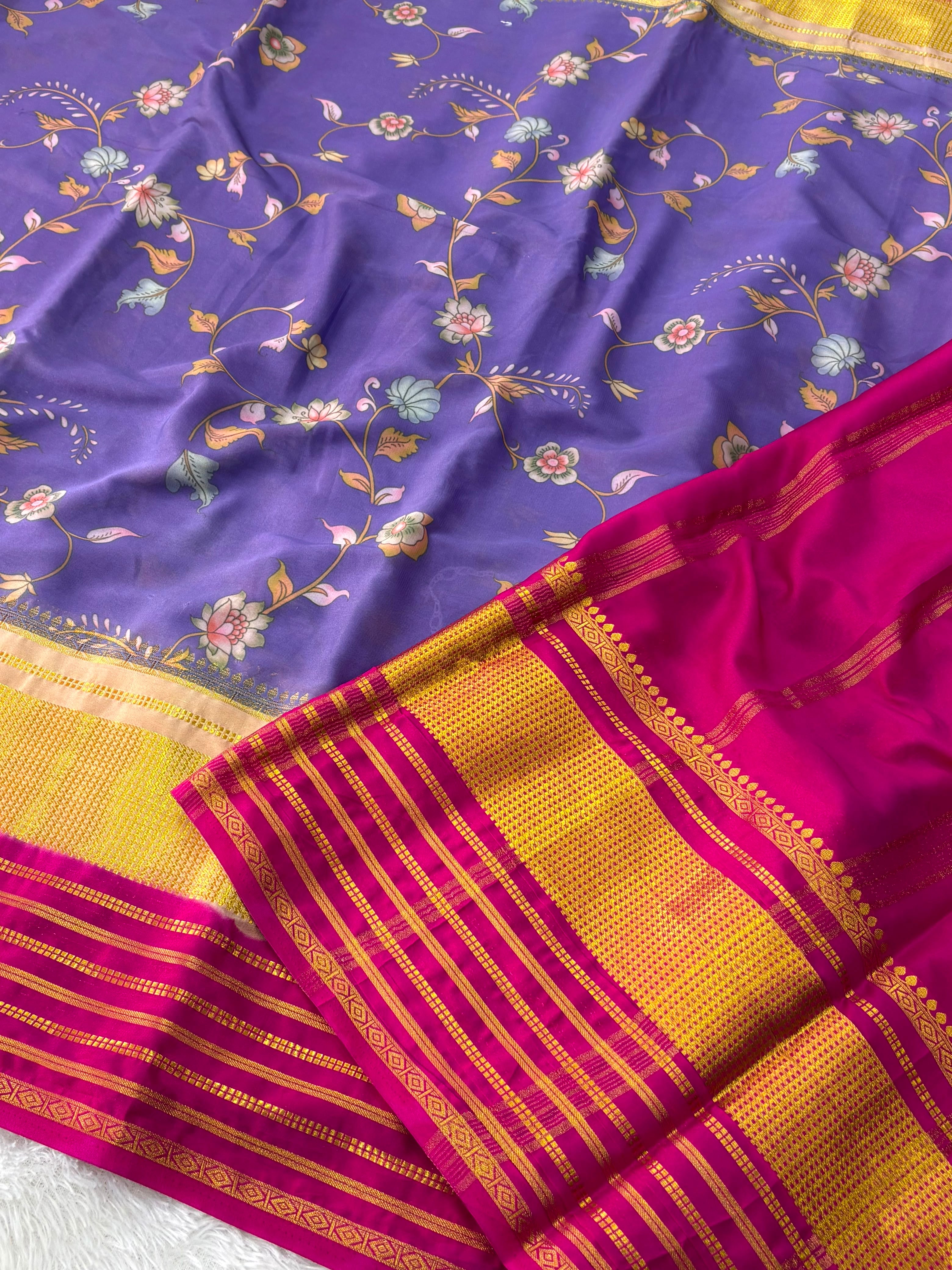 Fancy Mysore Crepe Gadwal Borders