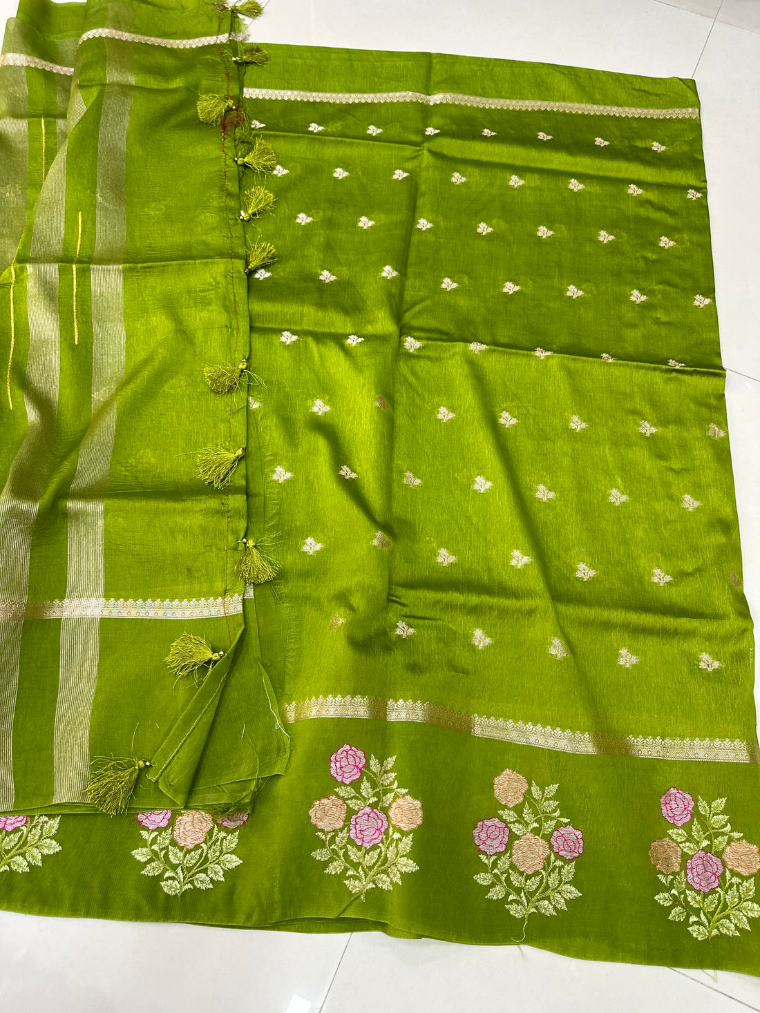 Green Mango Embriodery Sarees