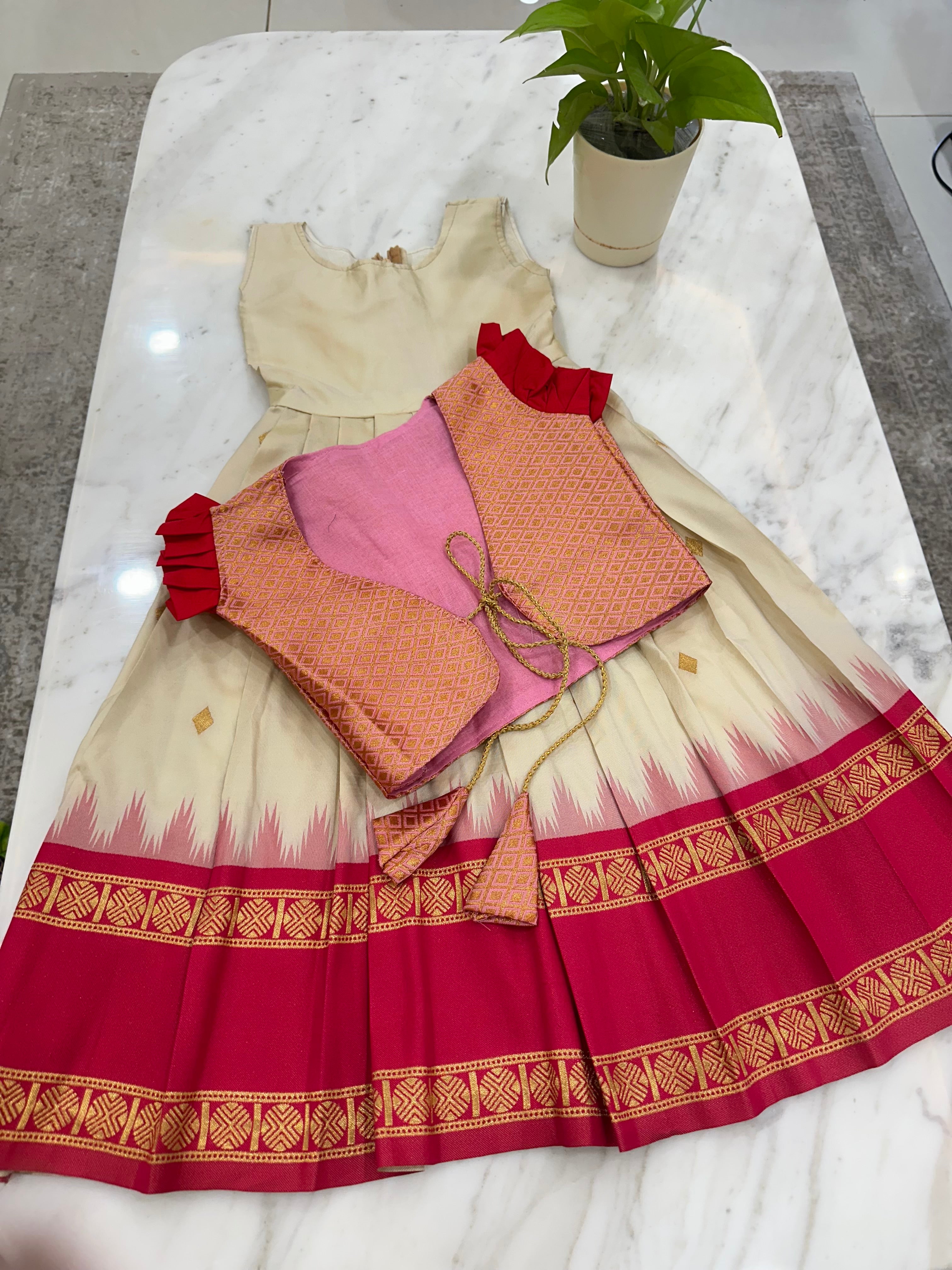 Vintage Semi Gadwal Kids Lehenga