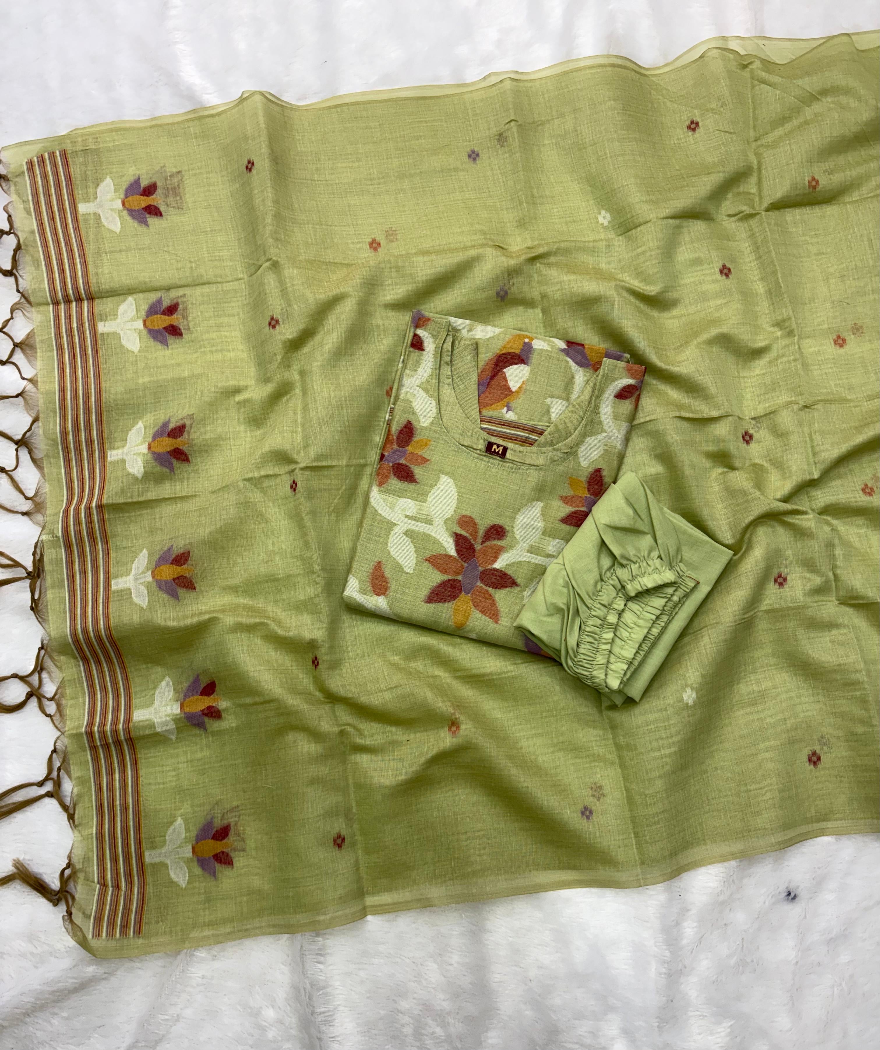 Cotton Jamdhani Kurti Sets