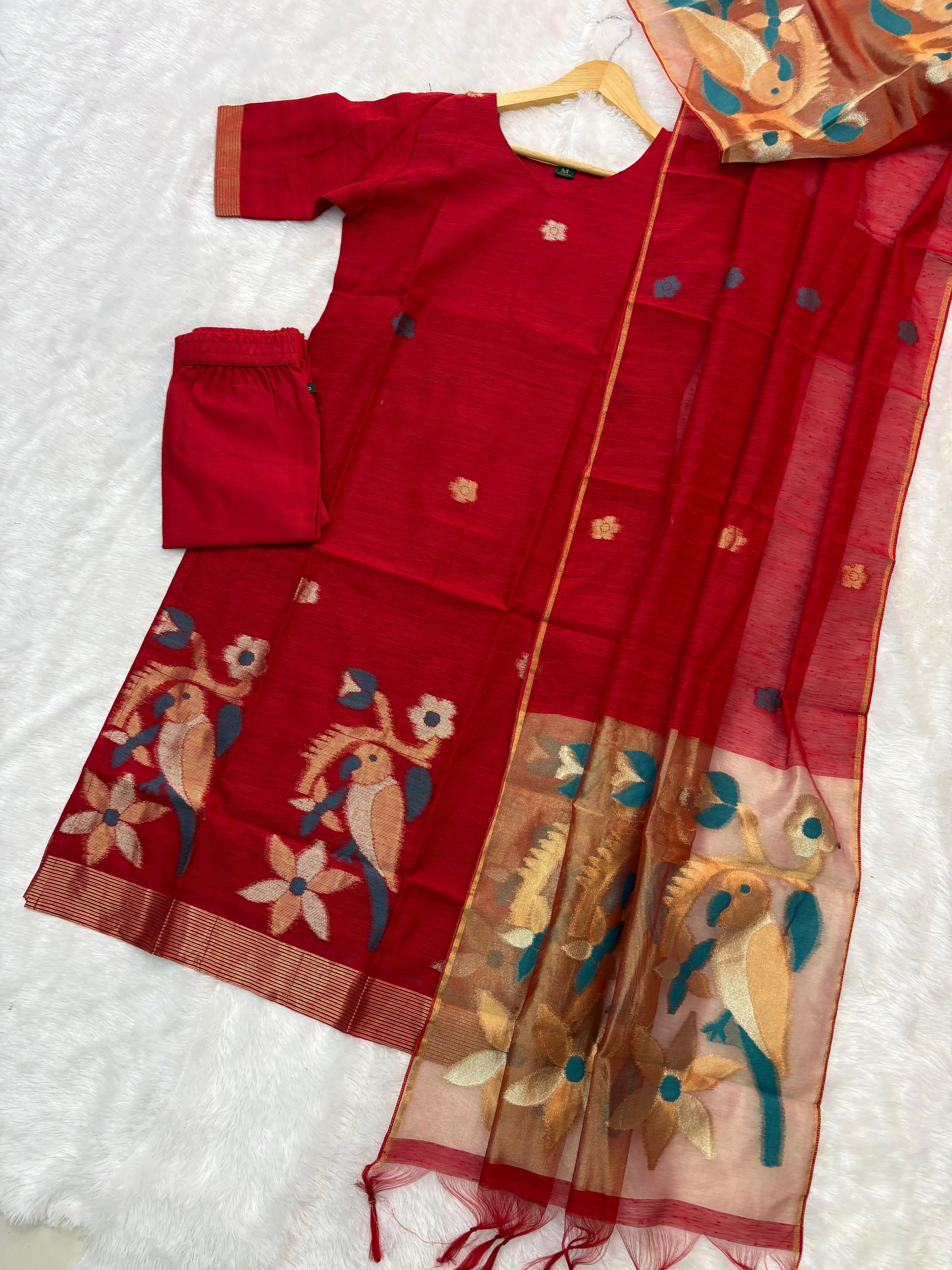 Khadi Jamdhani Kurti Sets