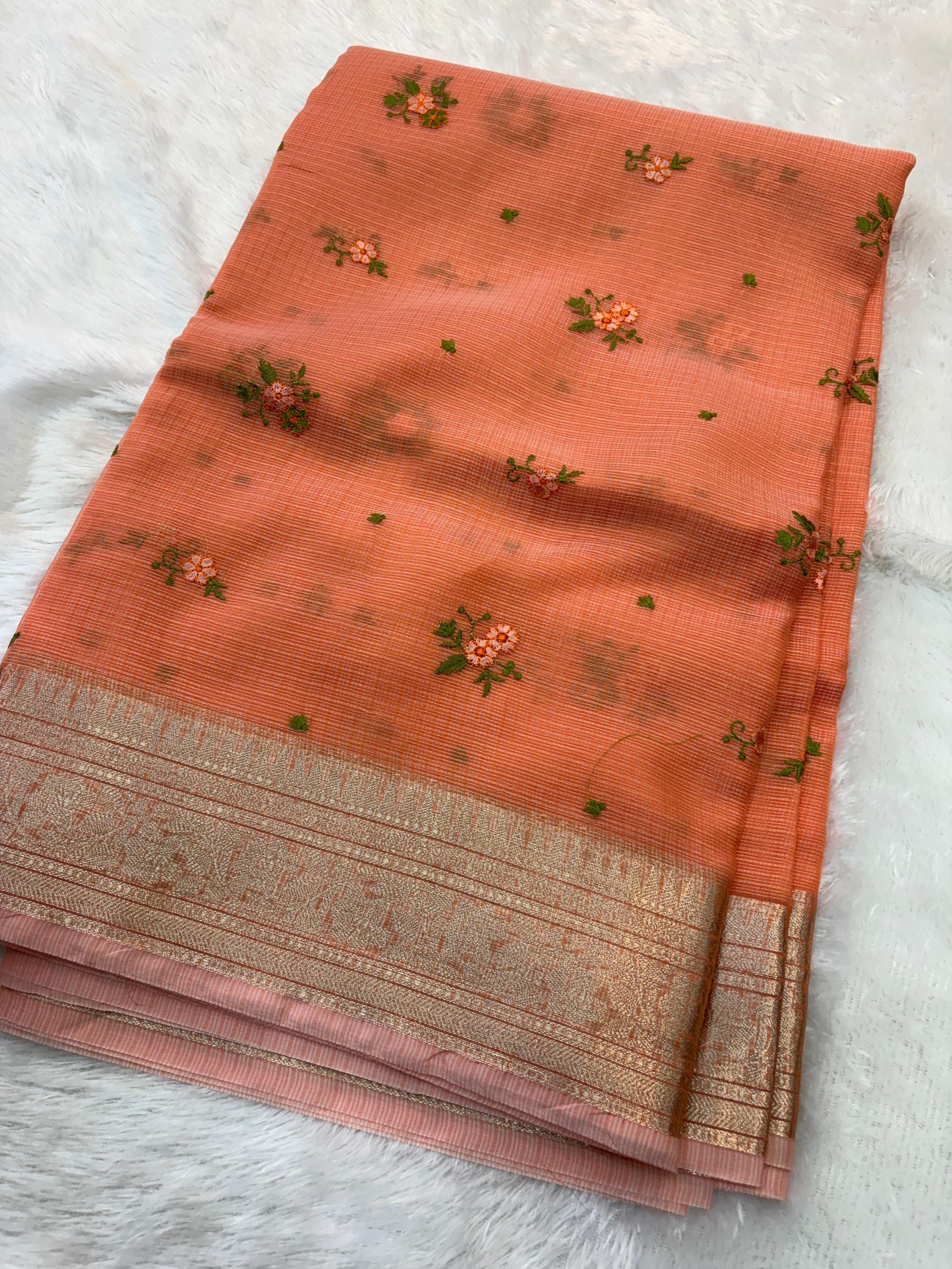 Peach Kota Embroidery