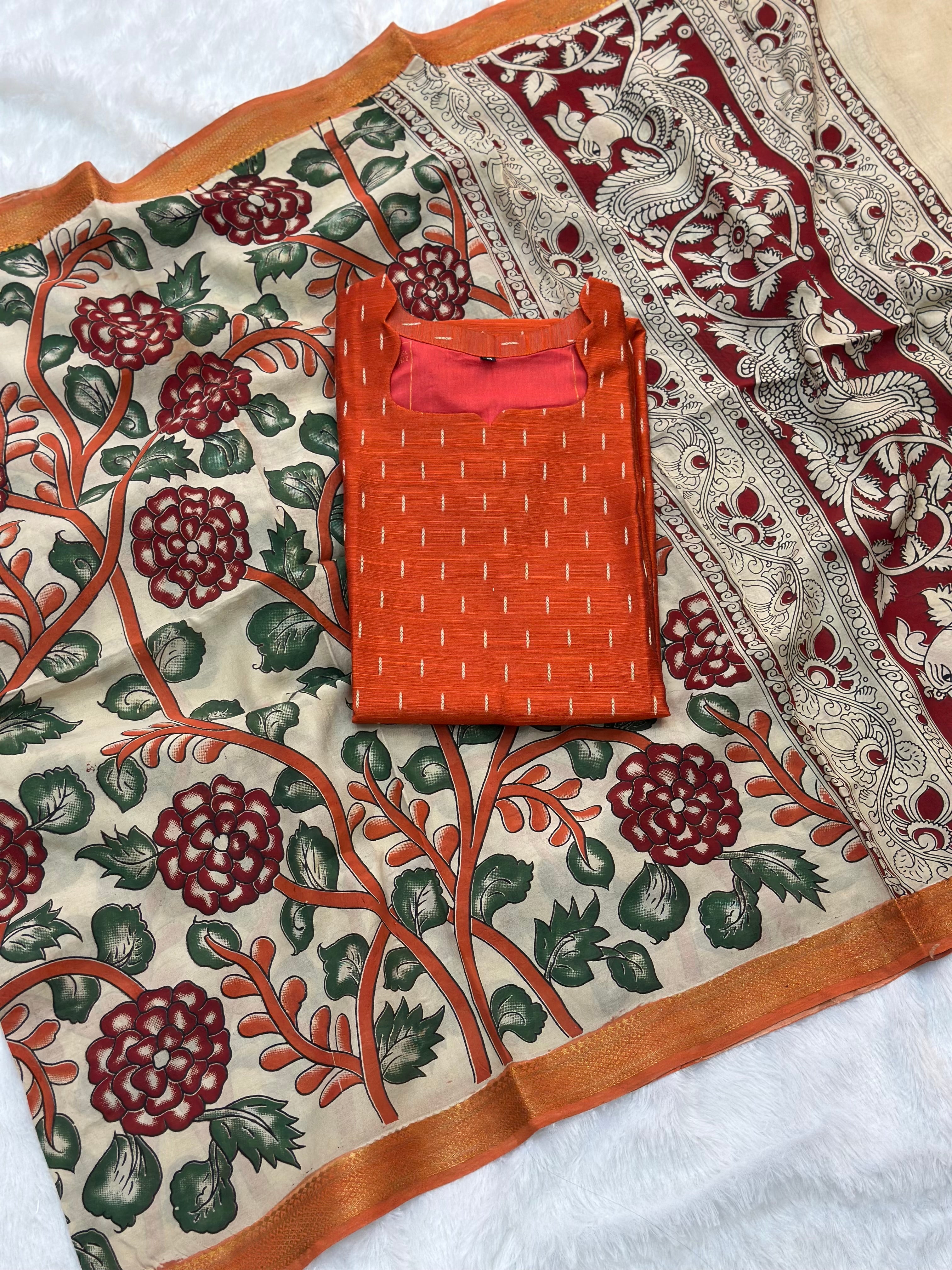 Raw Silk Kalamkari Dupatta