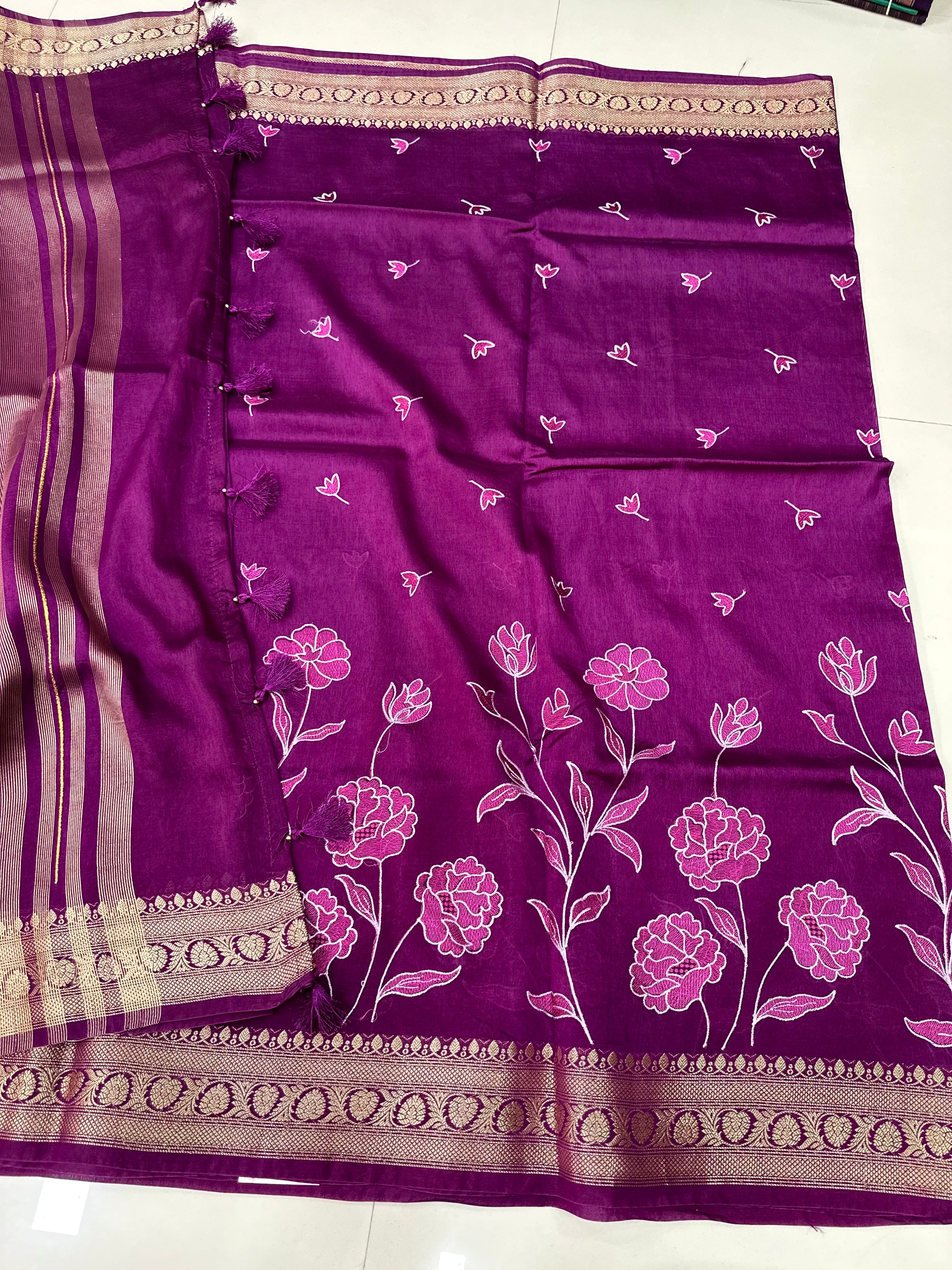 Green Mango Silk  Embroidery