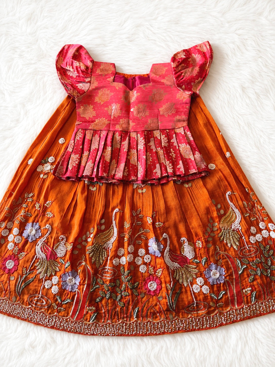 Maggam work Kids Lehenga