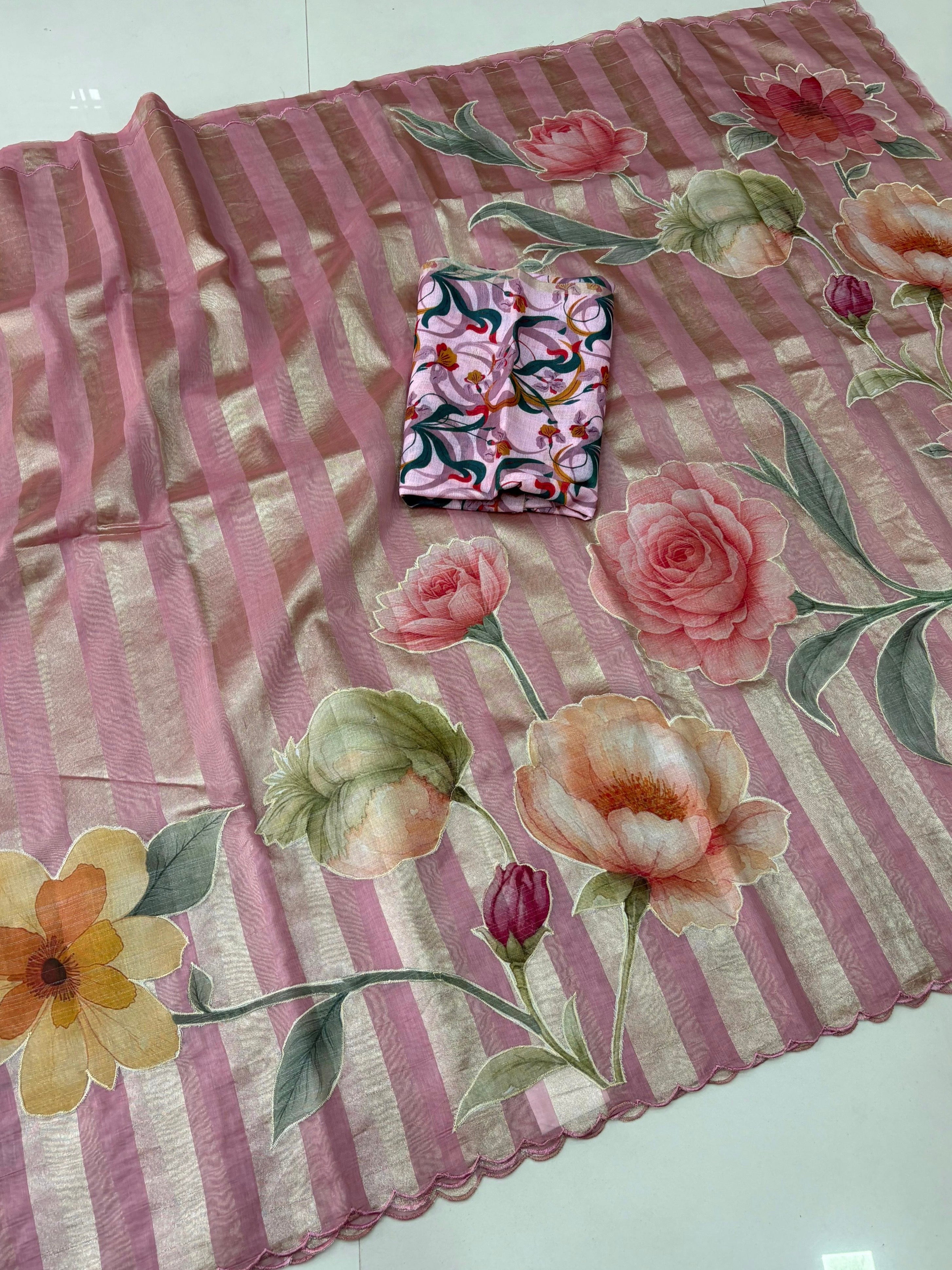 Chanderi Tissue appliqué