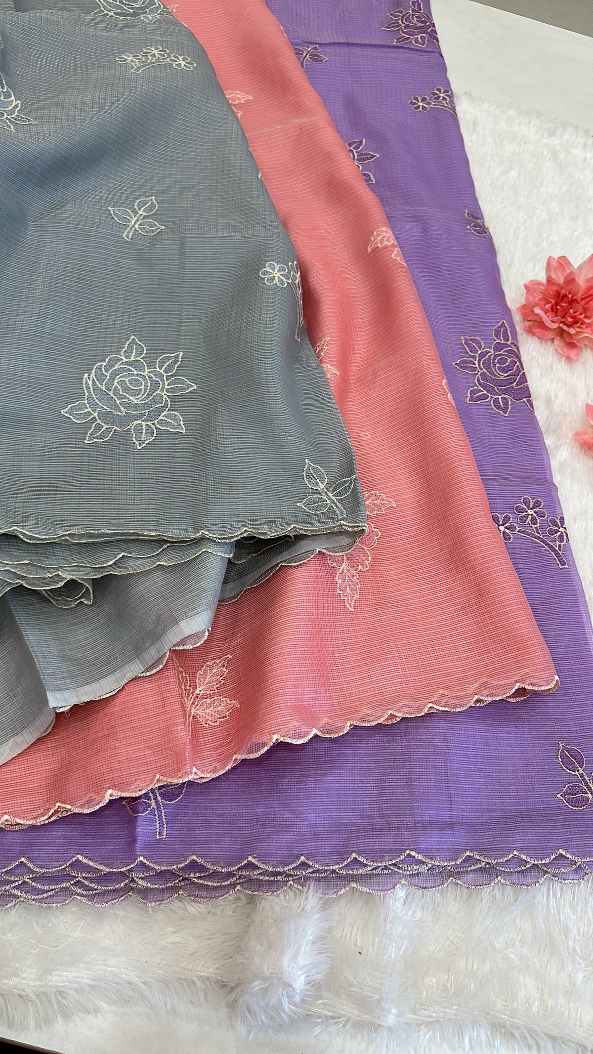 Pastel Kota Embroidery Florals