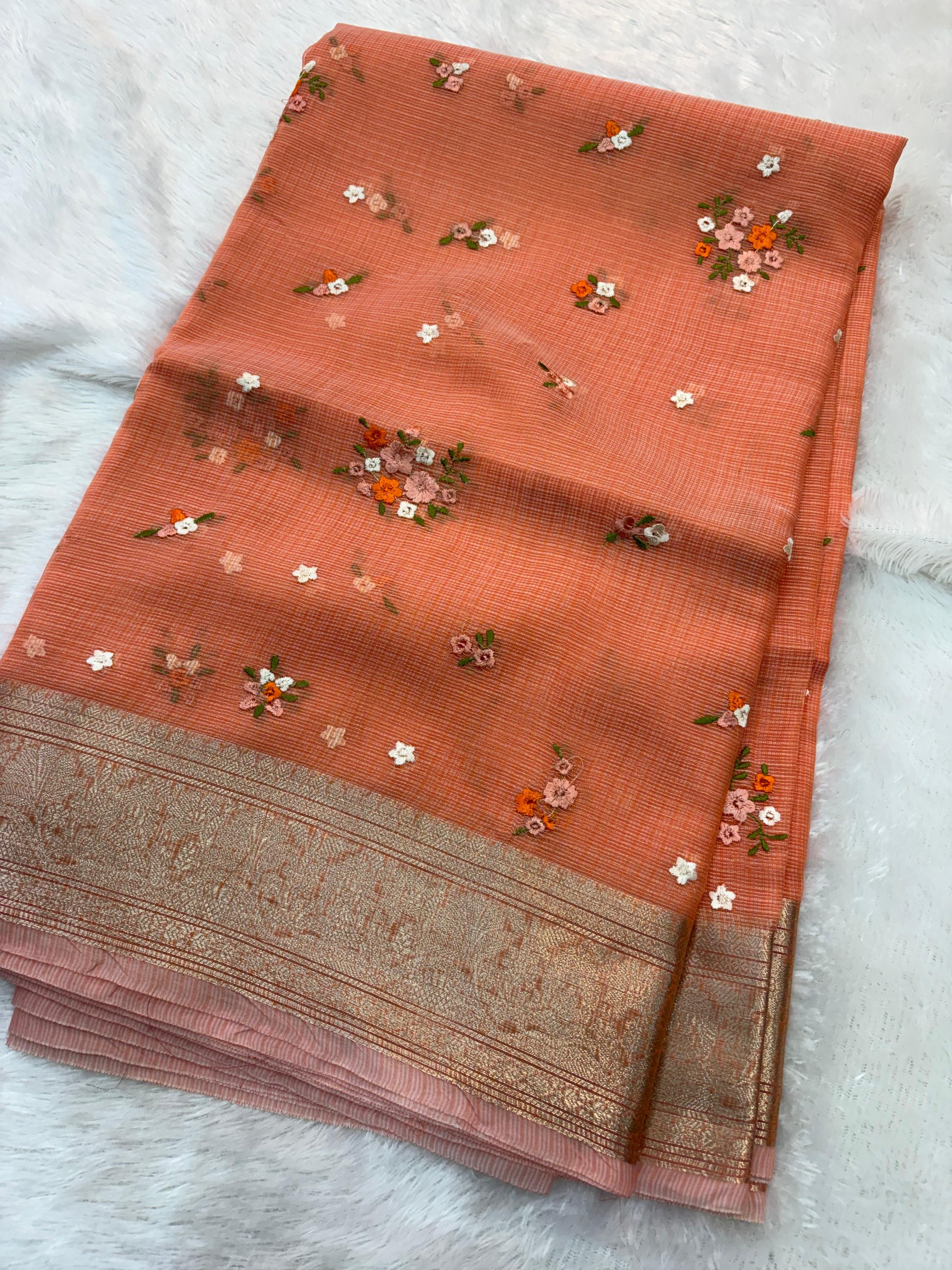 Peach Kota Embroidery