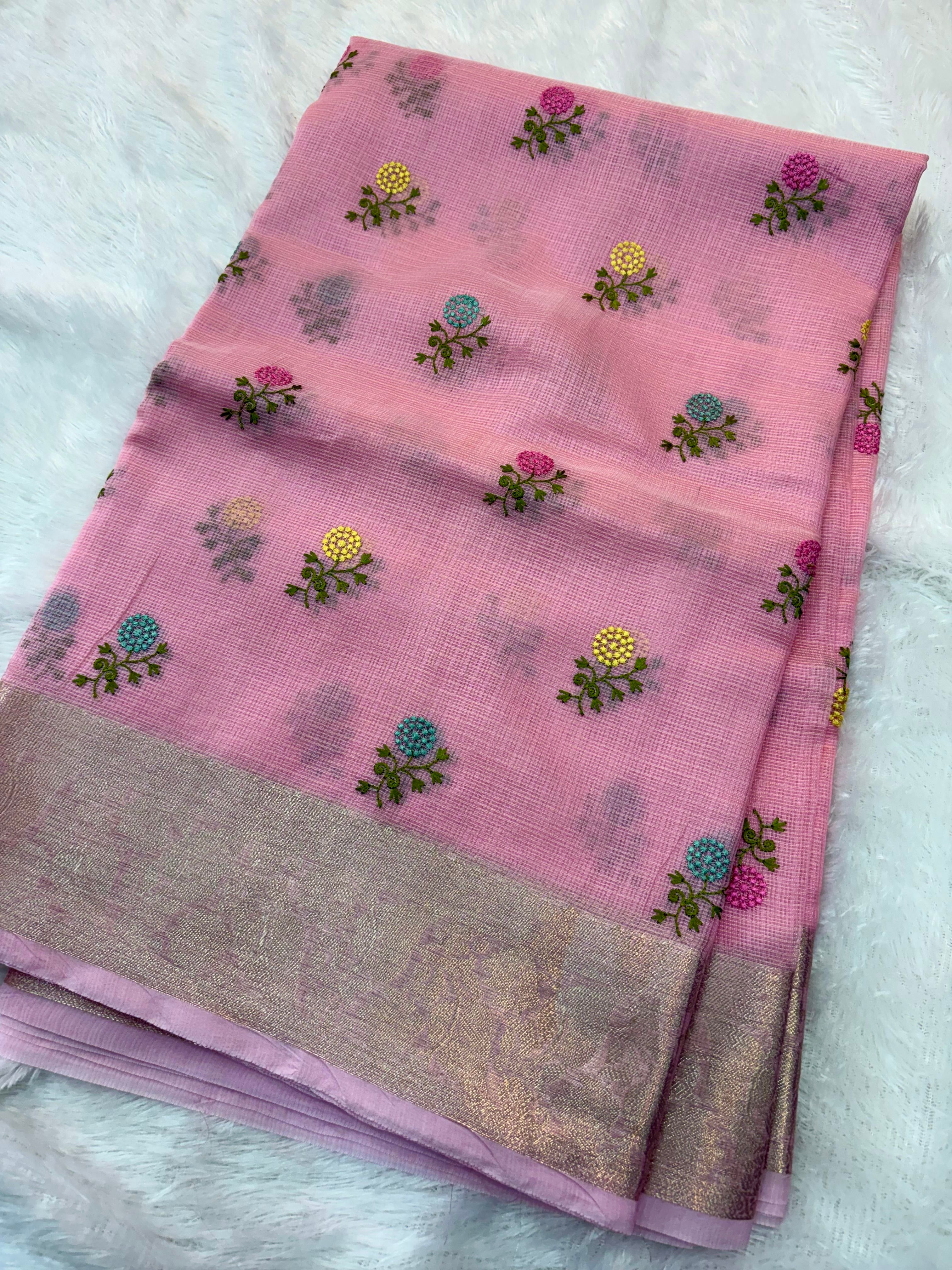 Baby Pink Kota Embroidery