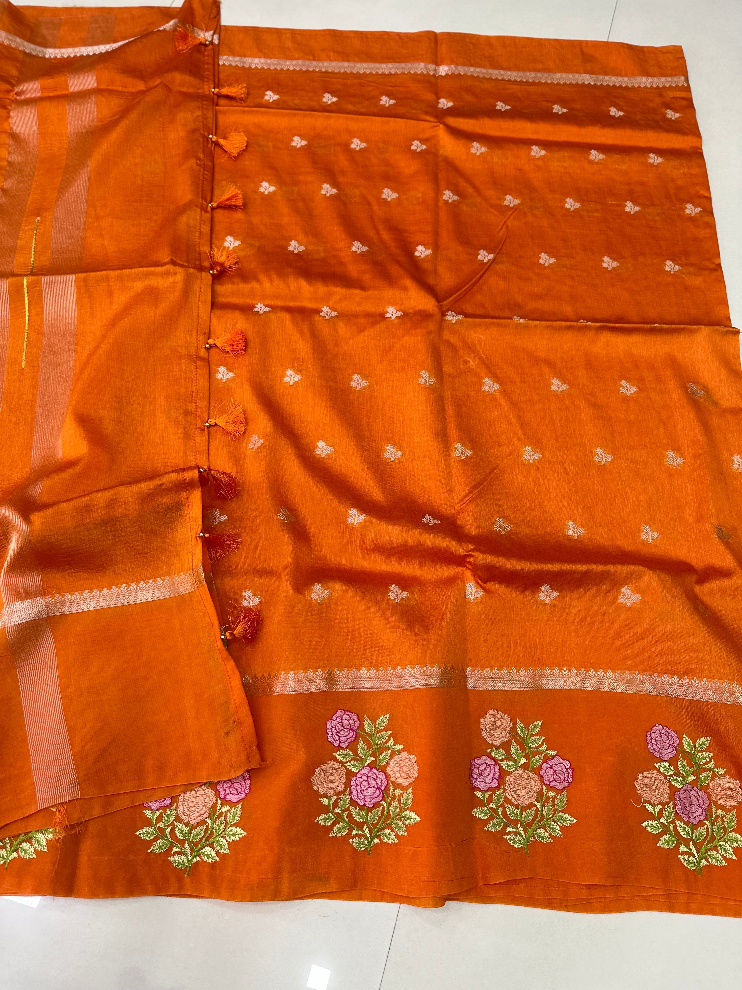 Green Mango Embriodery Sarees