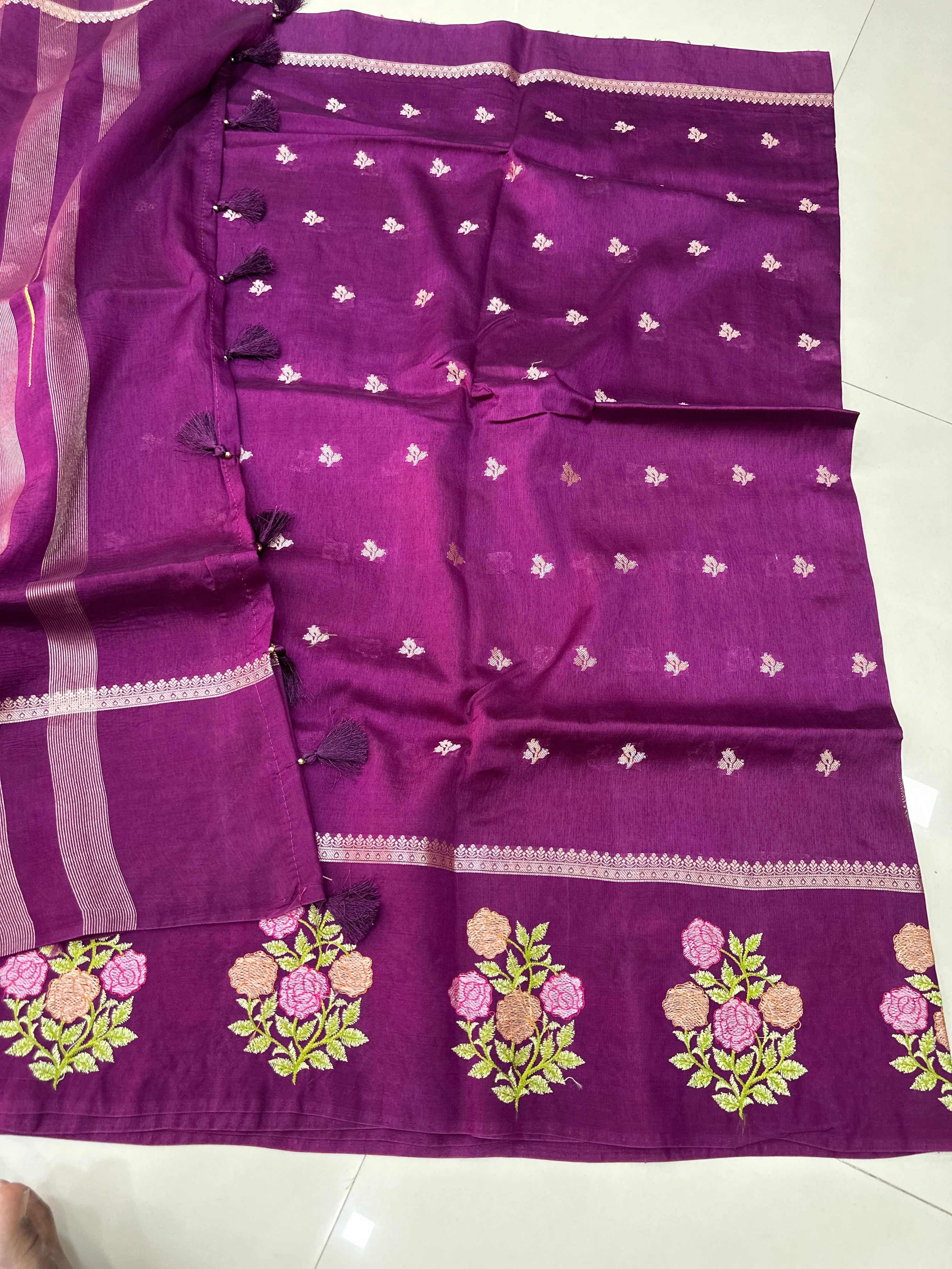 Green Mango Embriodery Sarees
