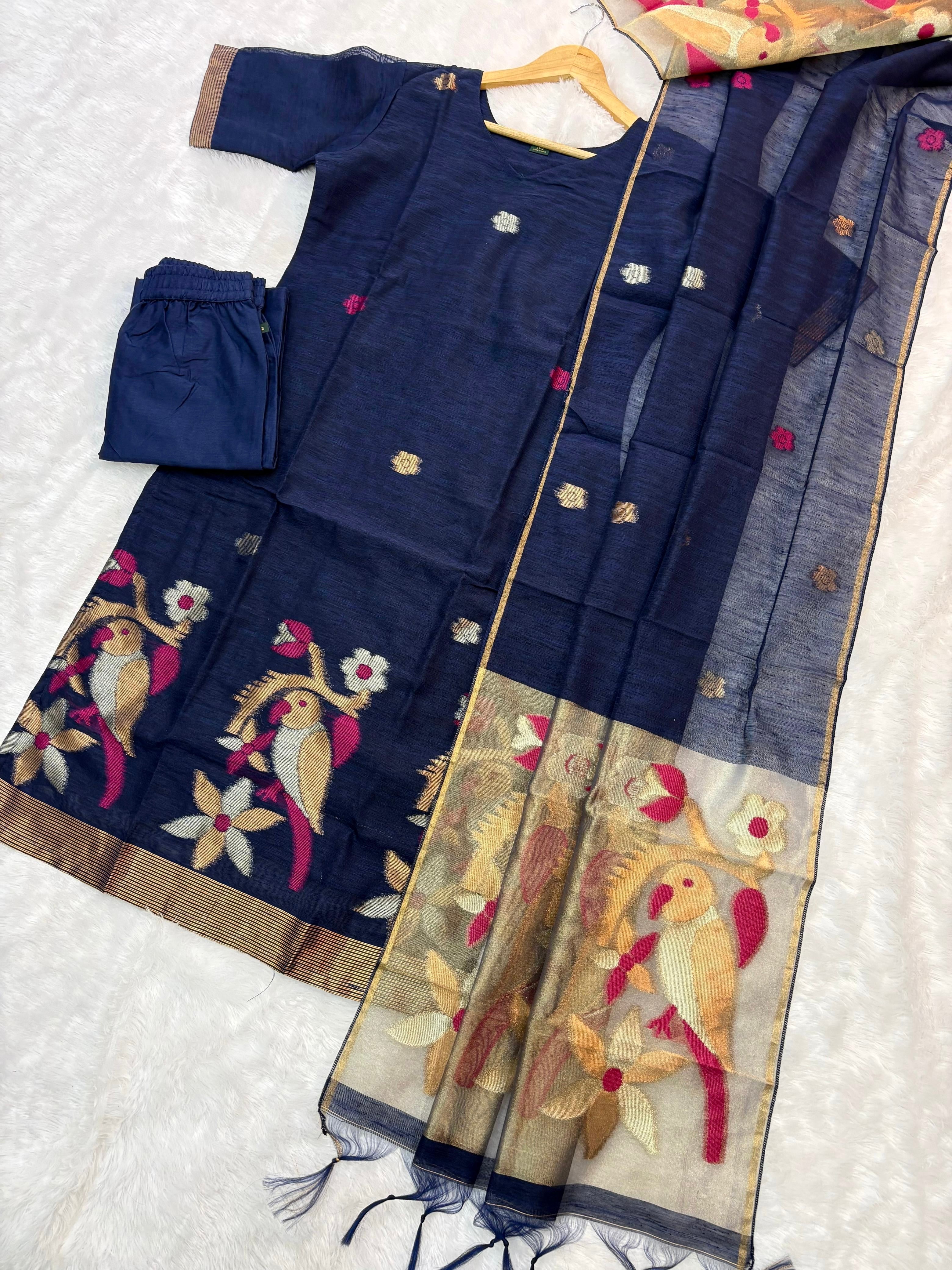 Khadi Jamdhani Kurti Sets