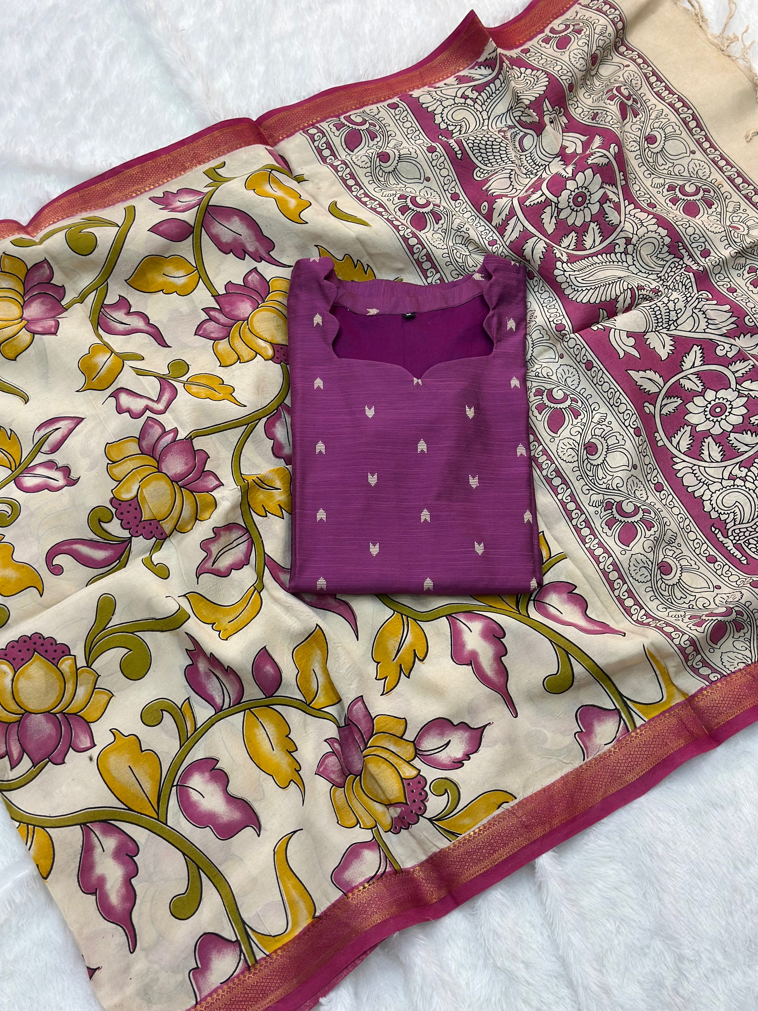 Raw Silk Kalamkari Dupatta