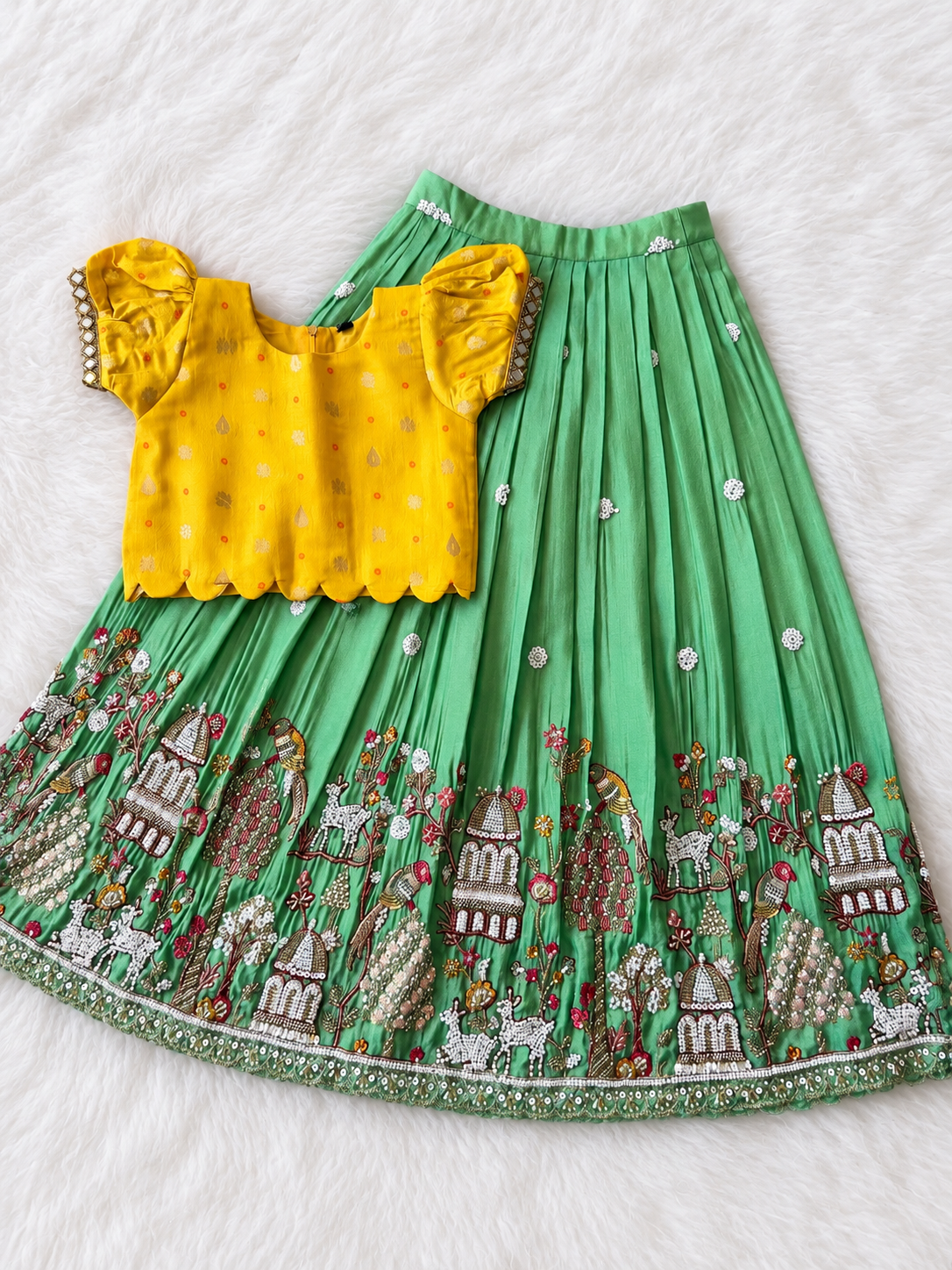 Maggam work kids Lehenga